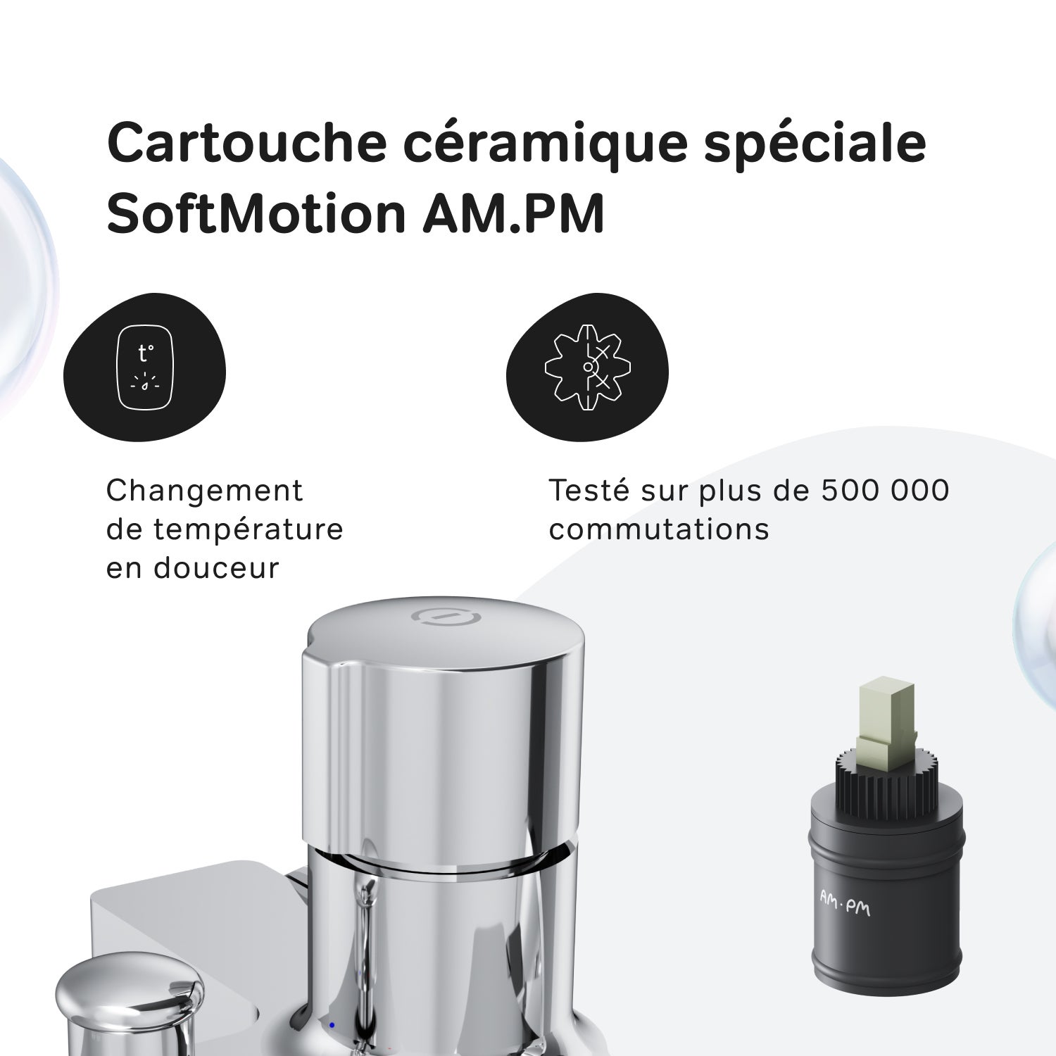 Mitigeur de baignoire mécanique Robinet salle de bain, mitigeur de bain, Chromé X-Joy FXT10500 AM PM - 4