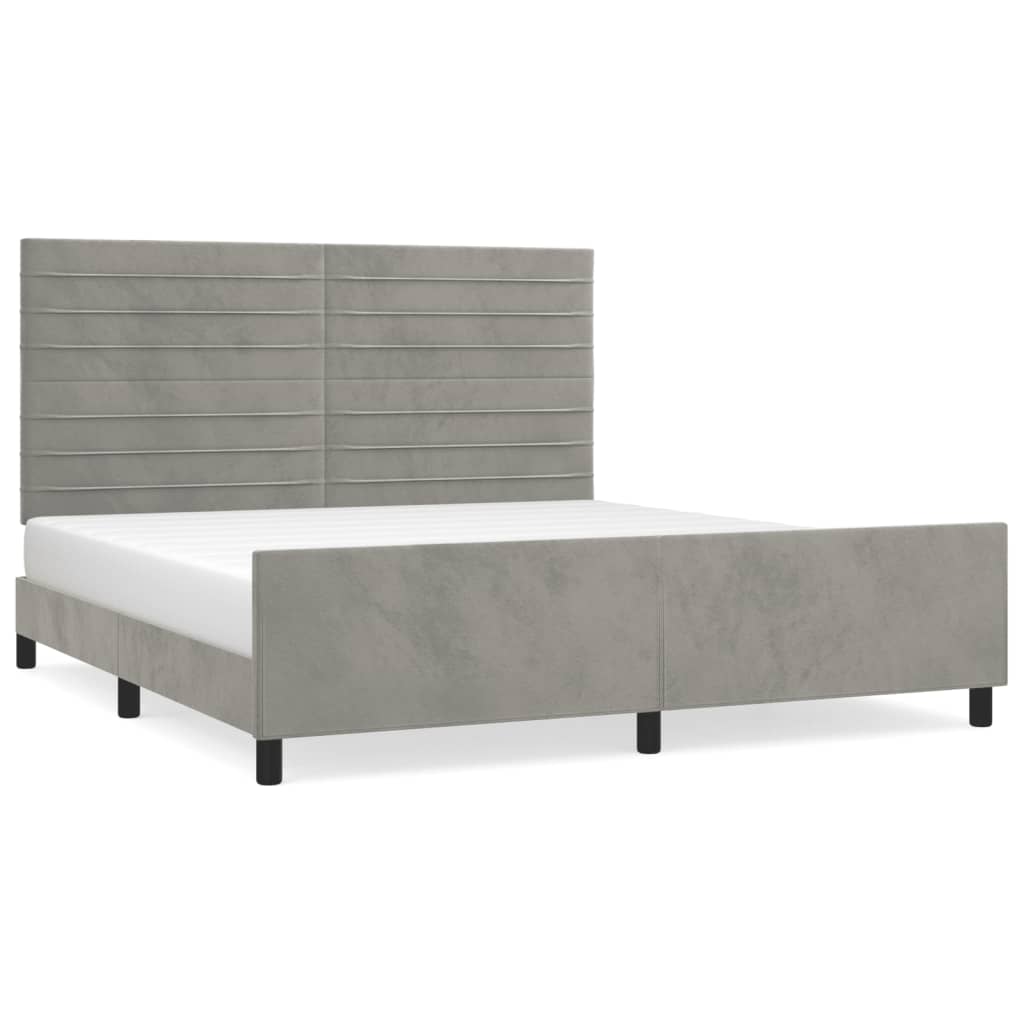 Cadre de lit sans matelas gris clair 160x200 cm velours - 2