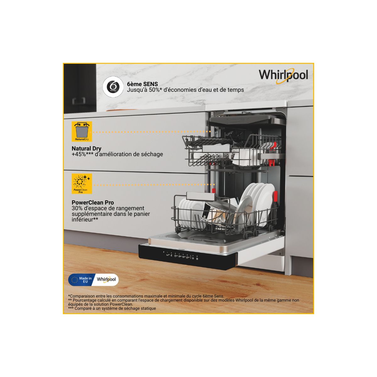 Lave vaisselle 45 cm WHIRLPOOL WSFO3O34PF 6ème Sens - 2