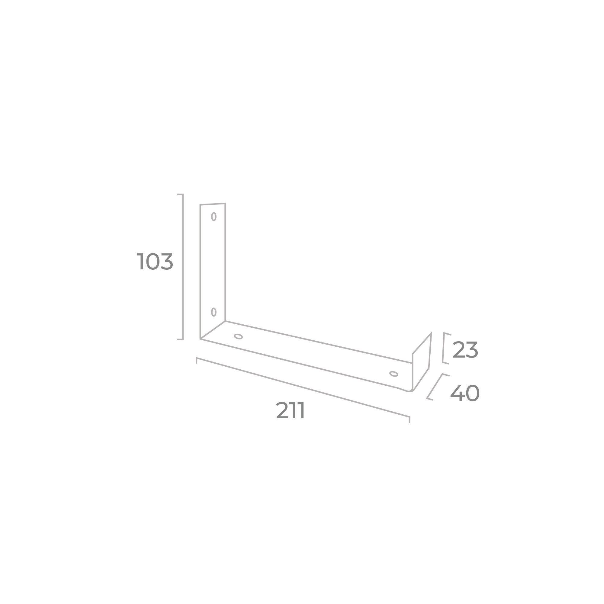 REI | Suporte de Parede para Prateleira 1071 | 204 mm | 40x103x211 mm | Aço Branco Poroso | 15 kg - 2