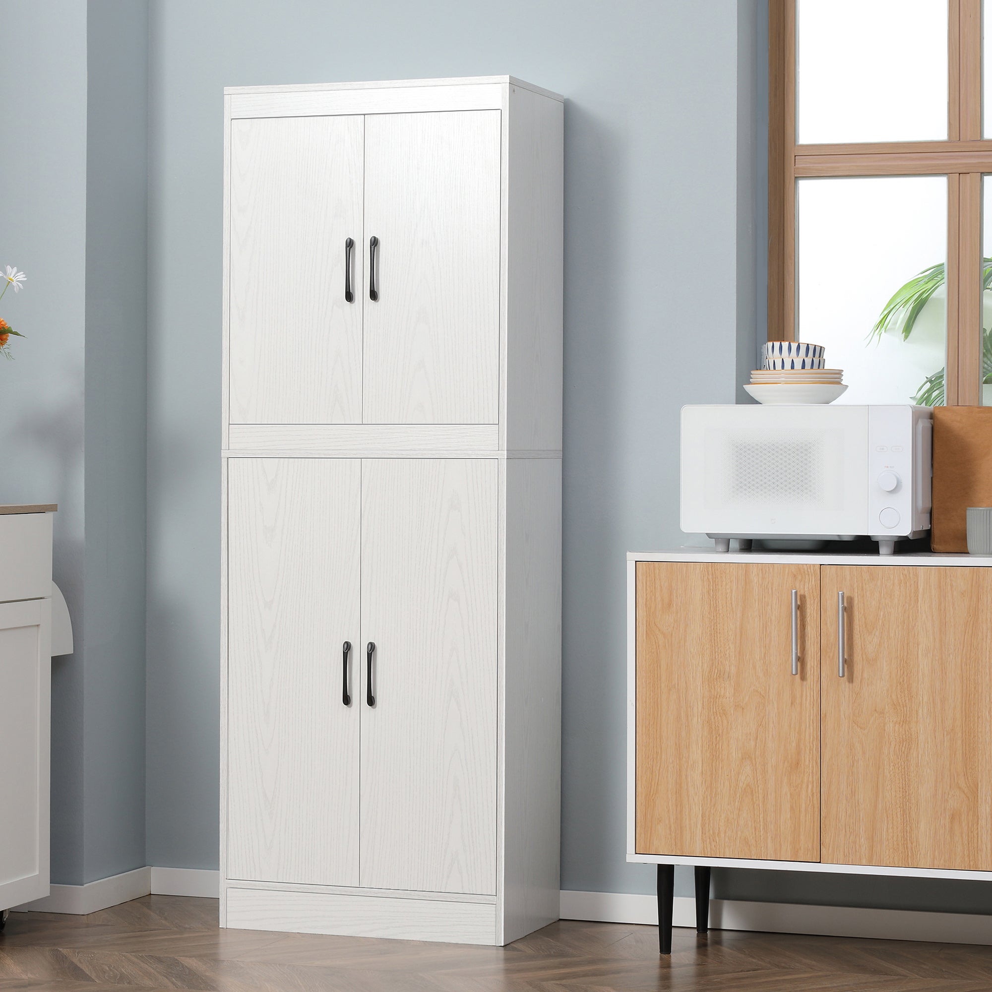 Armário de Cozinha HOMCOM Branco Melamina de Madeira 60x36x168cm - 2