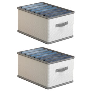 Lot De 4 Boîtes De Rangement En Tissu RIWNNI - 33x38x33 Cm - Pliables, Avec Poignées - Gris