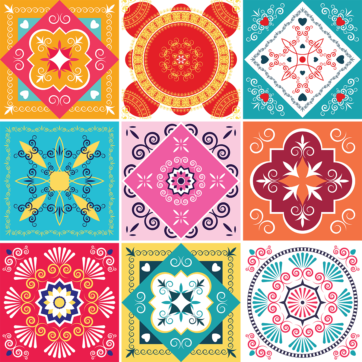 9 adesivi piastrelle di cemento azulejos renatio - Sticker adesivo - adesivi murali - 9stickers15x15cm - 2