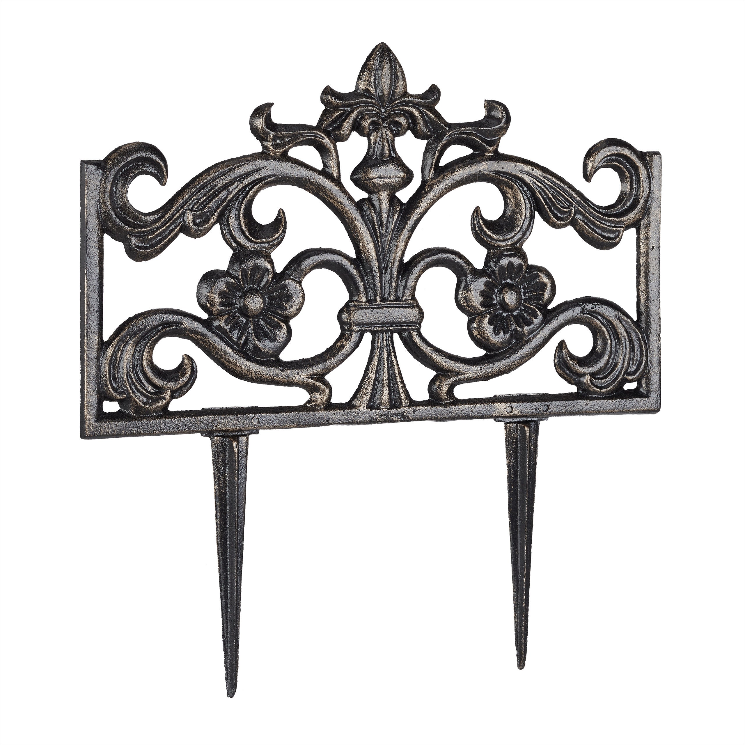 Reja De Jardín Relaxdays: HIERRO FUNDIDO Vintage Con Flores ¡Súper Decorativa! 37x36cm - Negro O Blanco
