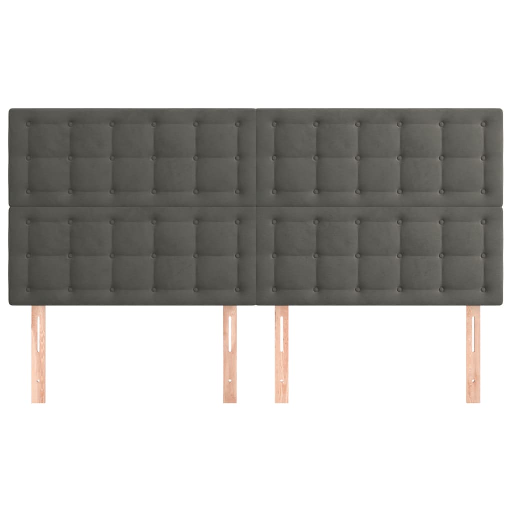 Têtes de lit 4 pcs Pour Lit adulte，Décoration murale Gris foncé 80x5x78|88 cm Velours930620 - 3