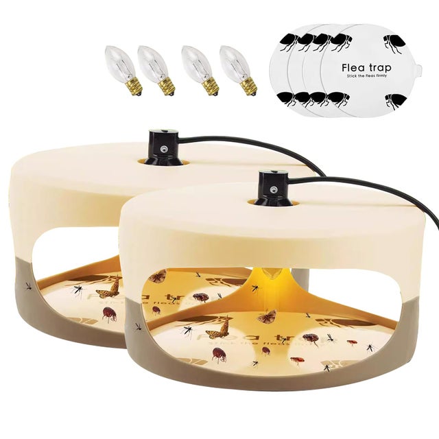 SIENTICE Confezione da 2 trappole per pulci, trappola per pulci, trappola per pulci con luce a LED, trappola per pulci domestica