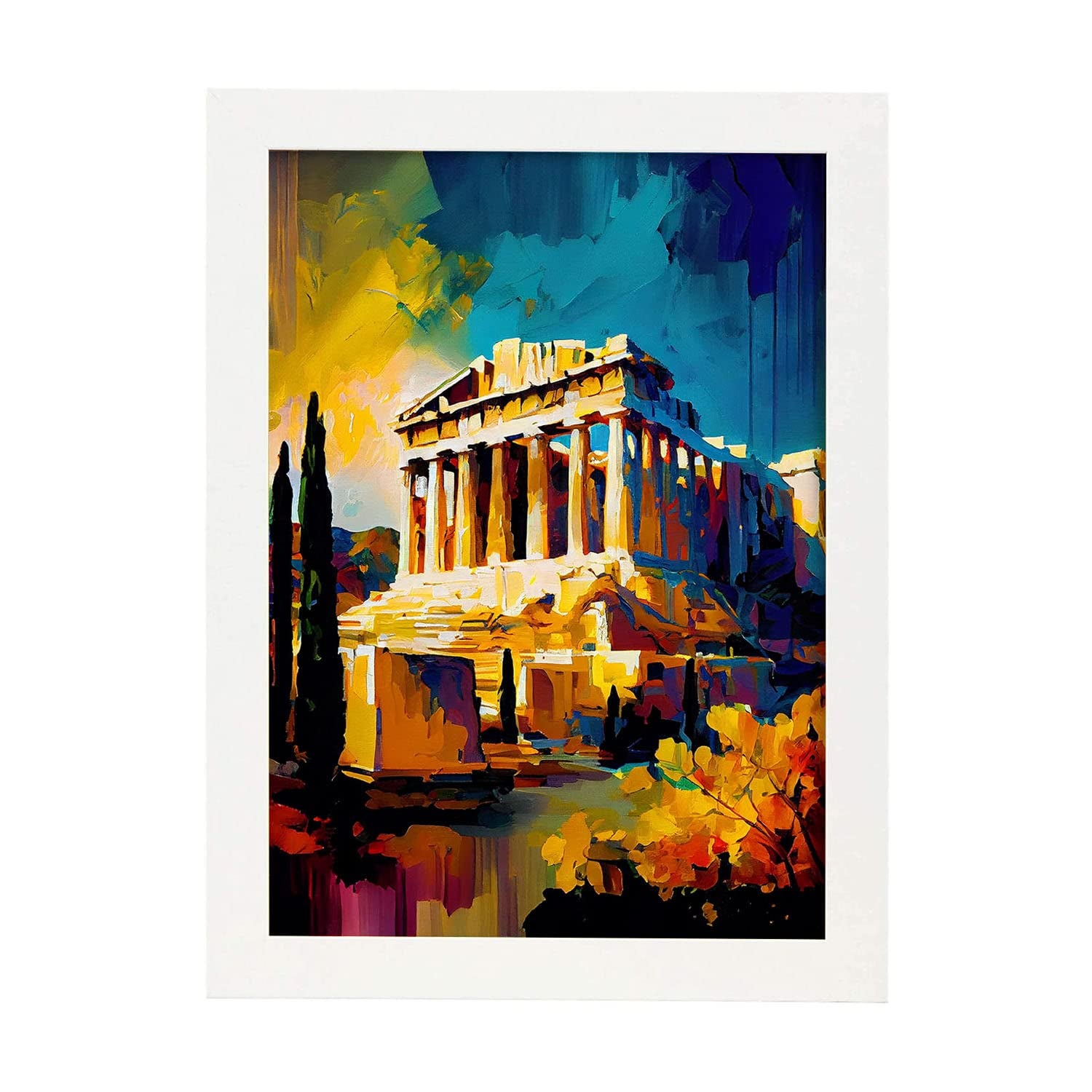Nacnic poster de acrópolis en estilo pintura al óleo ilustraciones de monumentos en estilo fotográfico a todo color diseño y a3 marcos blanco