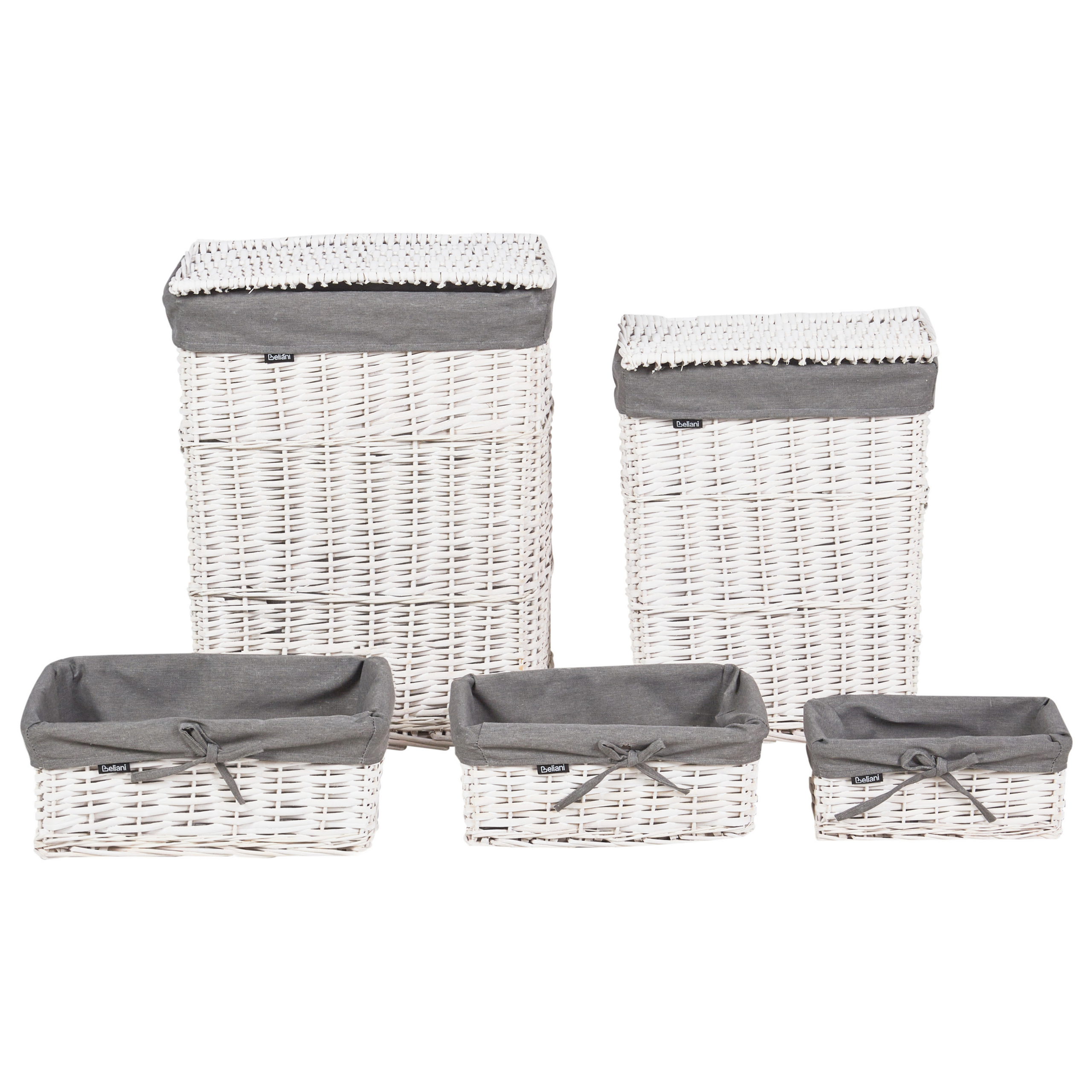 Set de 5 coșuri ELLA Lemn de salcie Alb 50/86 L