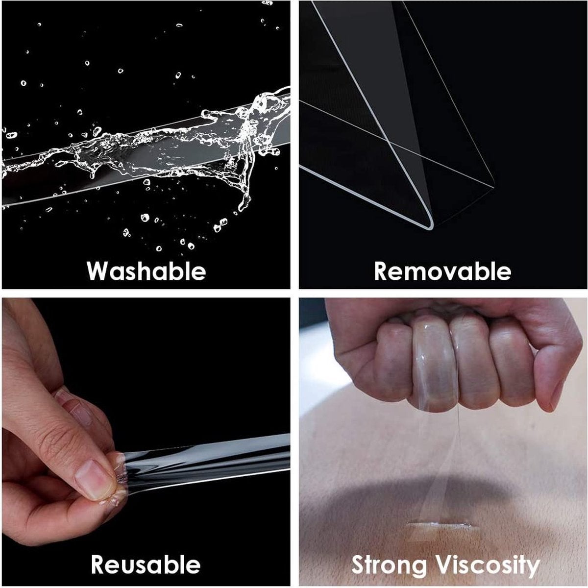 Nano Tape - Work - 2 x 3 mètres de long - 3 cm de large - Ruban double face extra fort - Étanche - Réutilisable - 3