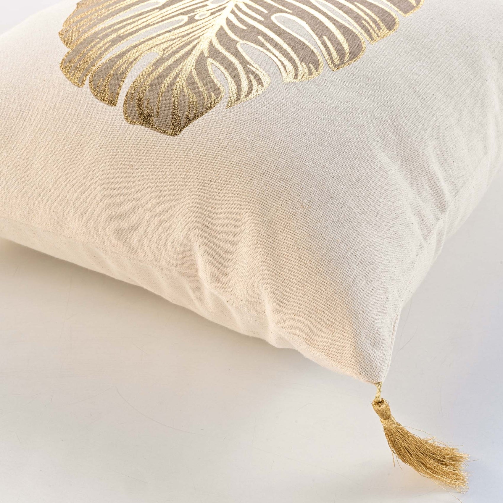 Coussin en coton au style nature dorée - Naturel - 40x40 cm - Coton - 2