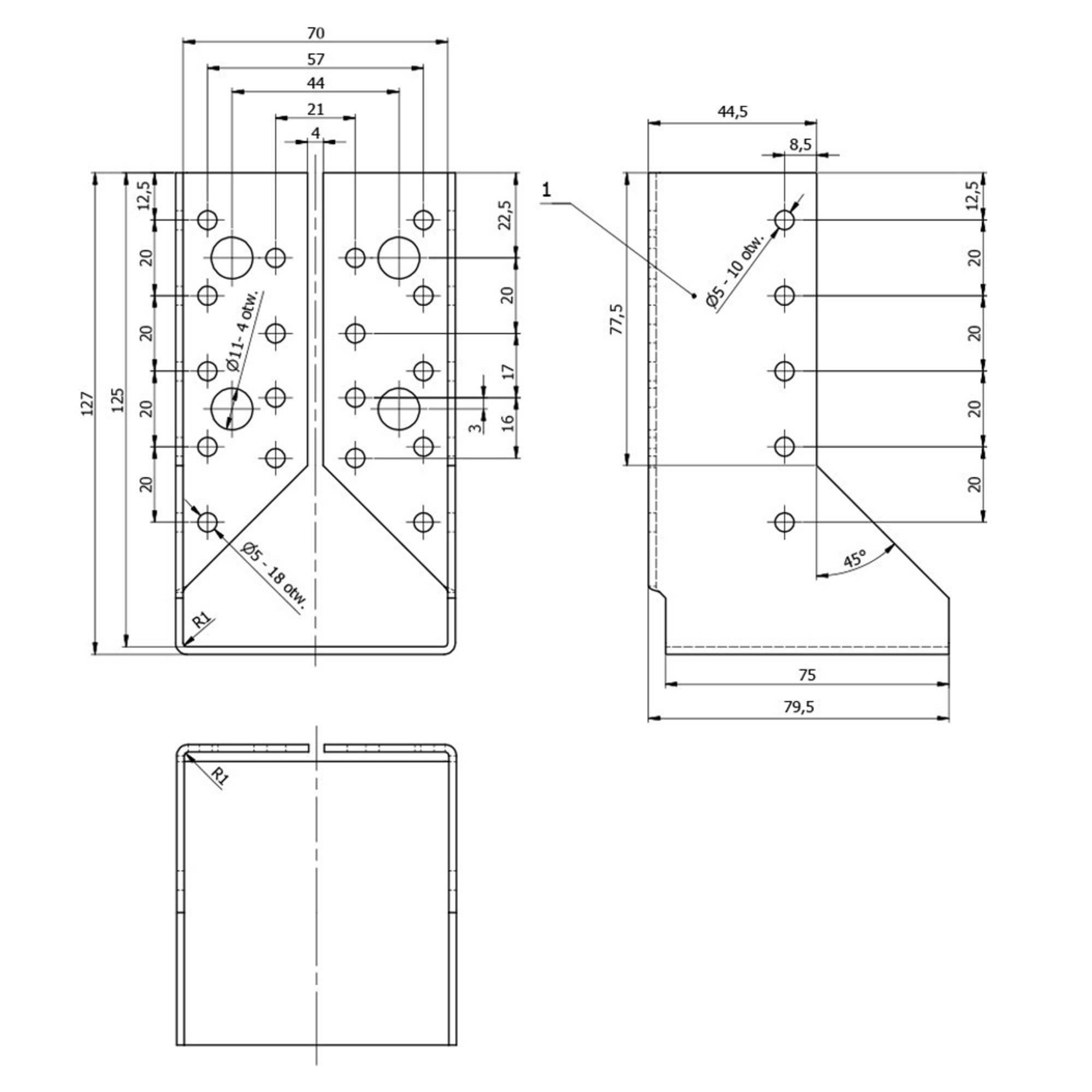 10 sabots de charpente à ailes intérieurs - Connecteurs de poutres - Acier galvanisé - Larg 70 x Ht 125 mm - Fabriqué en Europe - 2
