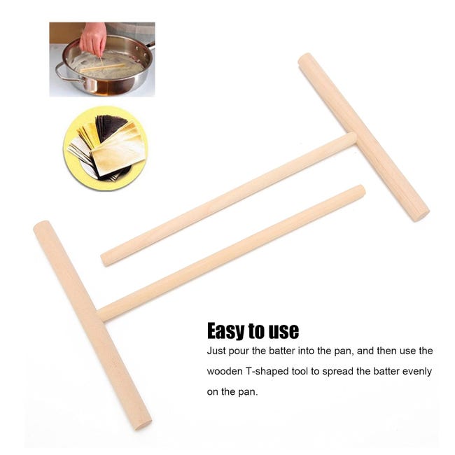 Rastrillo De Madera Para Panqueques - Herramienta Para Esparcir Masa De Crepes Y Tortitas, 16.5x12 Cm