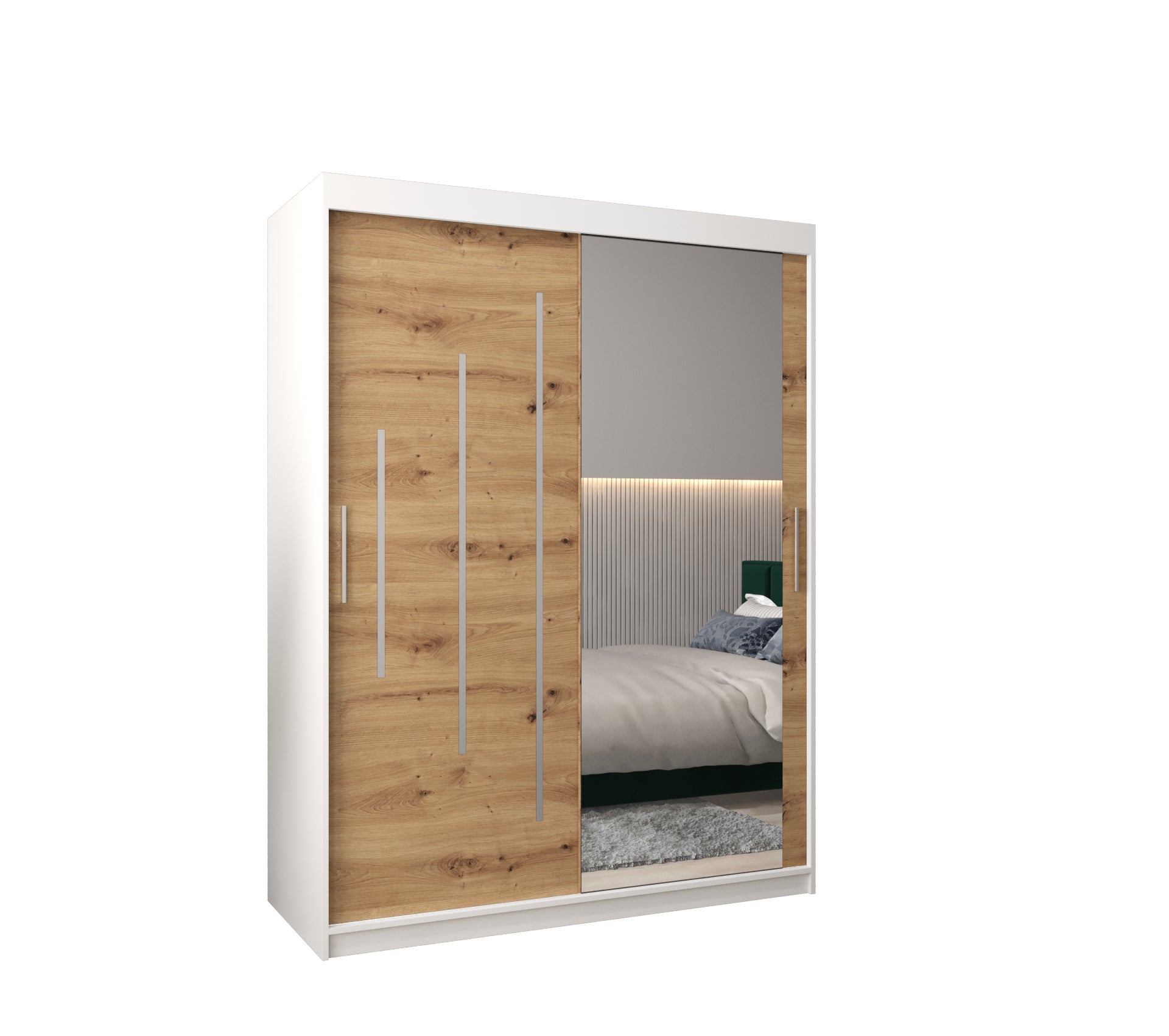 Szafa przesuwna garderoba York 2 150 x 62 x 200 cm Biały + Artisan - Abiks Meble