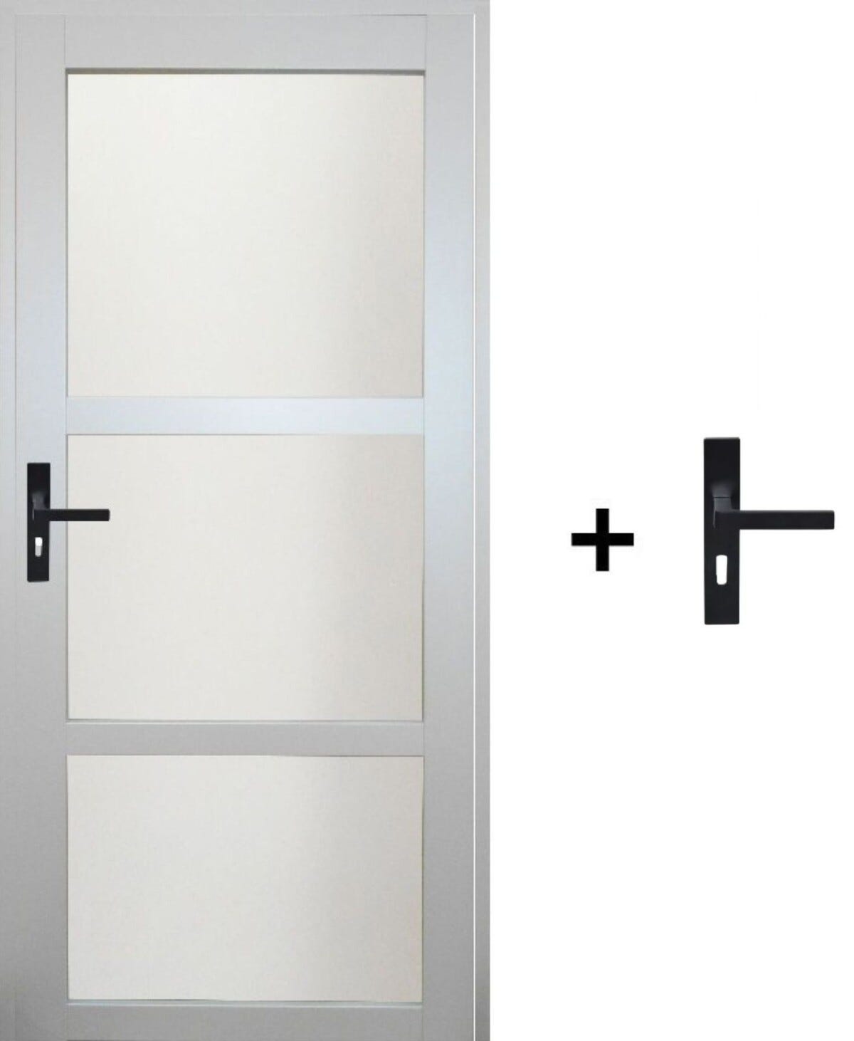 Bloc Porte Greyria Gris Ral7035 Vitrée H204 X L83 Poussant Droite Côte ...