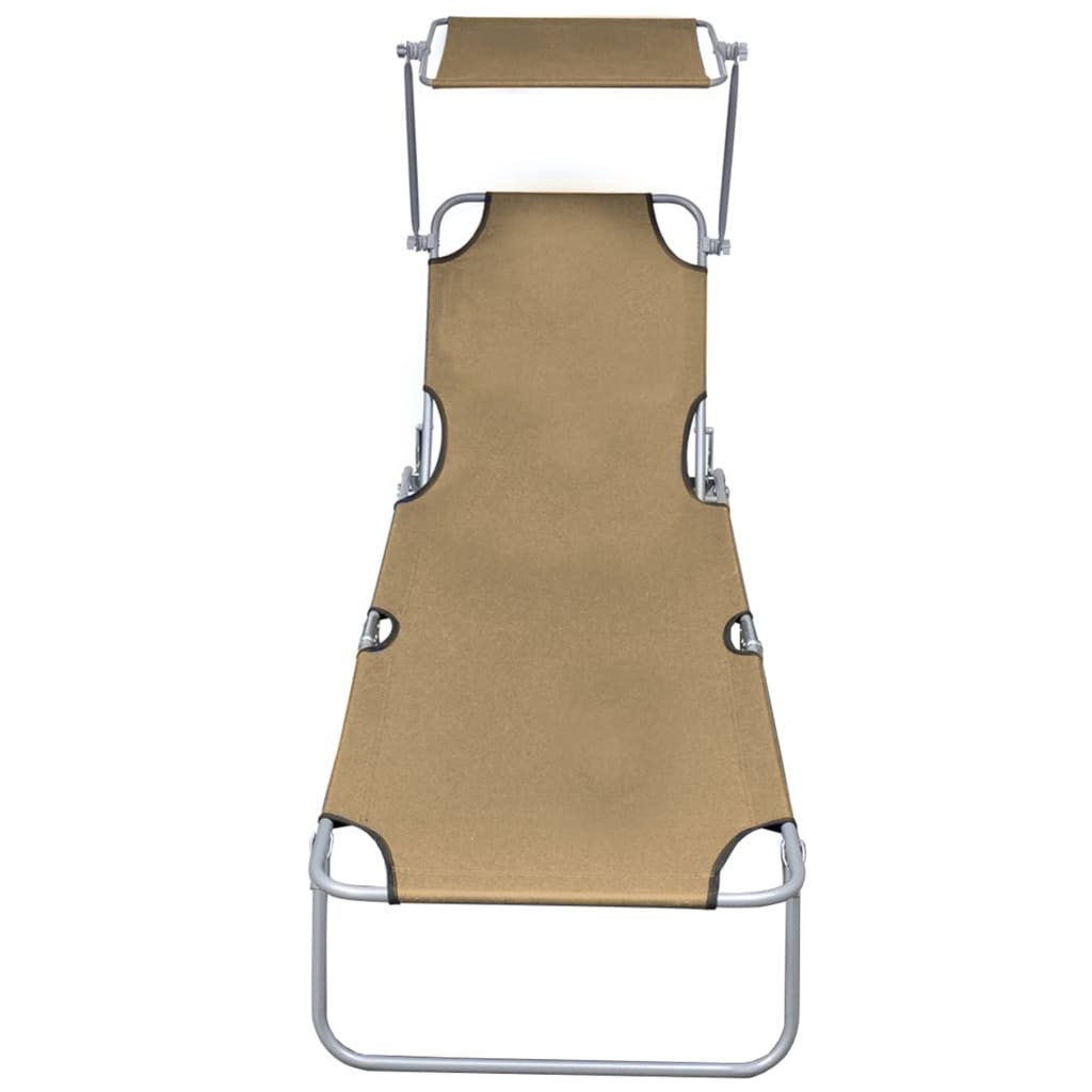 Chaise longue pliable avec auvent Taupe Aluminium - 2