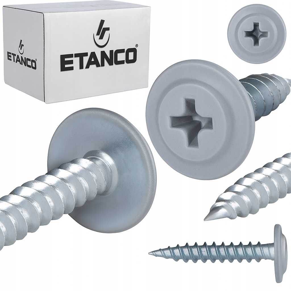 Wkręty podkładkowe Etanco do drewna 4,2x30mm, RAL7040 GM-S 250szt.
