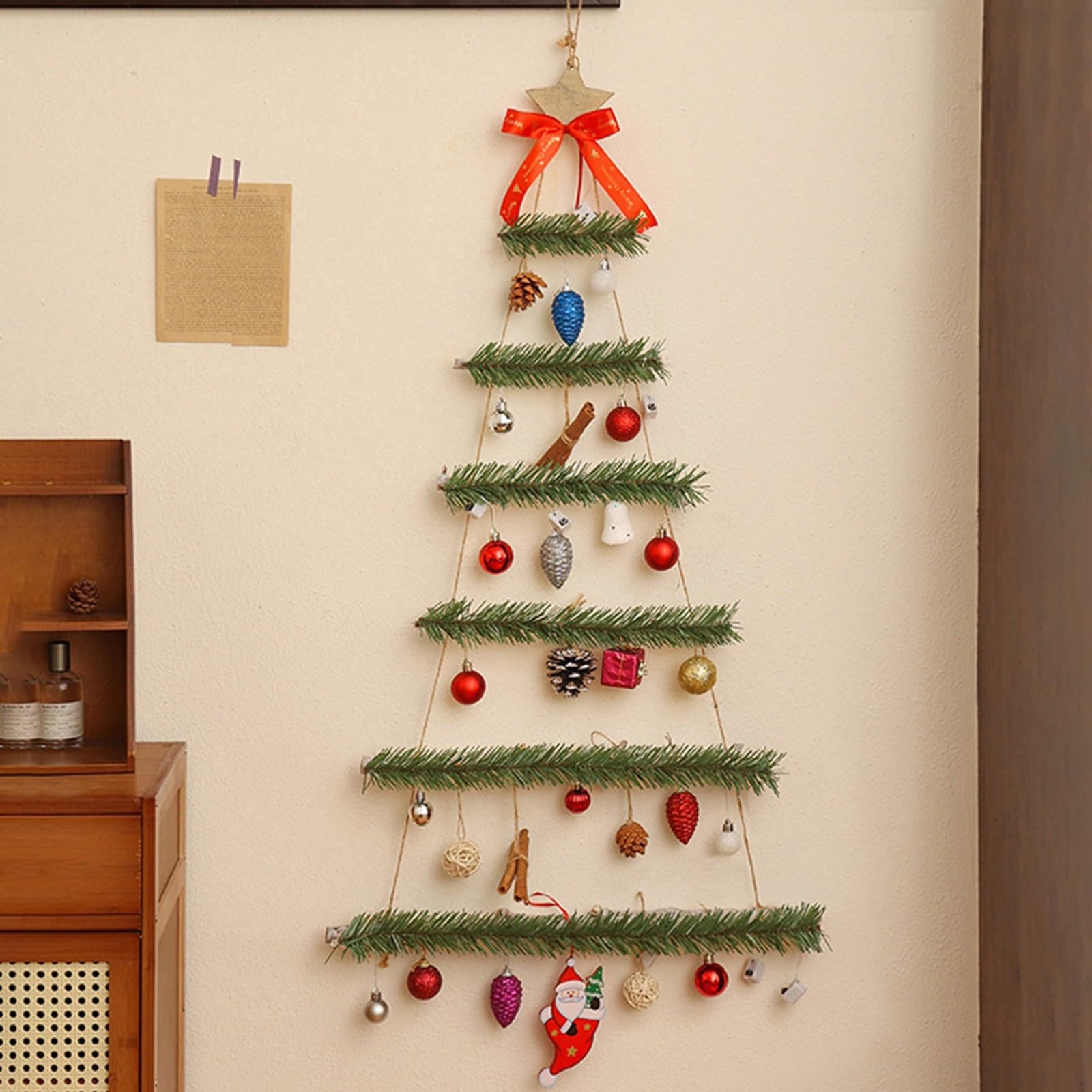 Albero di Natale da parete con luci LED, decorazione natalizia, ornamento da parete, atmosfera natalizia. - 2