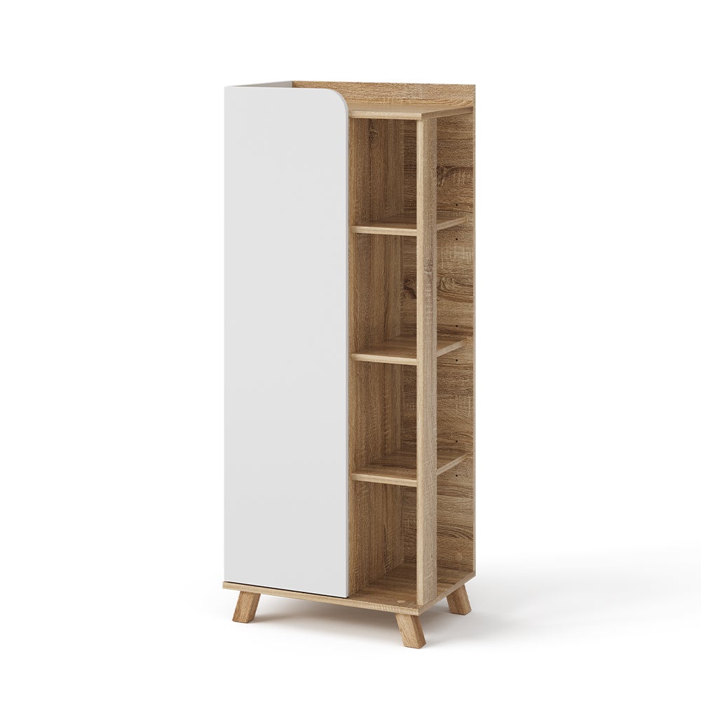 Vicco Szafka Midi Karen, Sonoma/Biały, 50 x 128 cm z drzwiami i otwartymi przegrodami