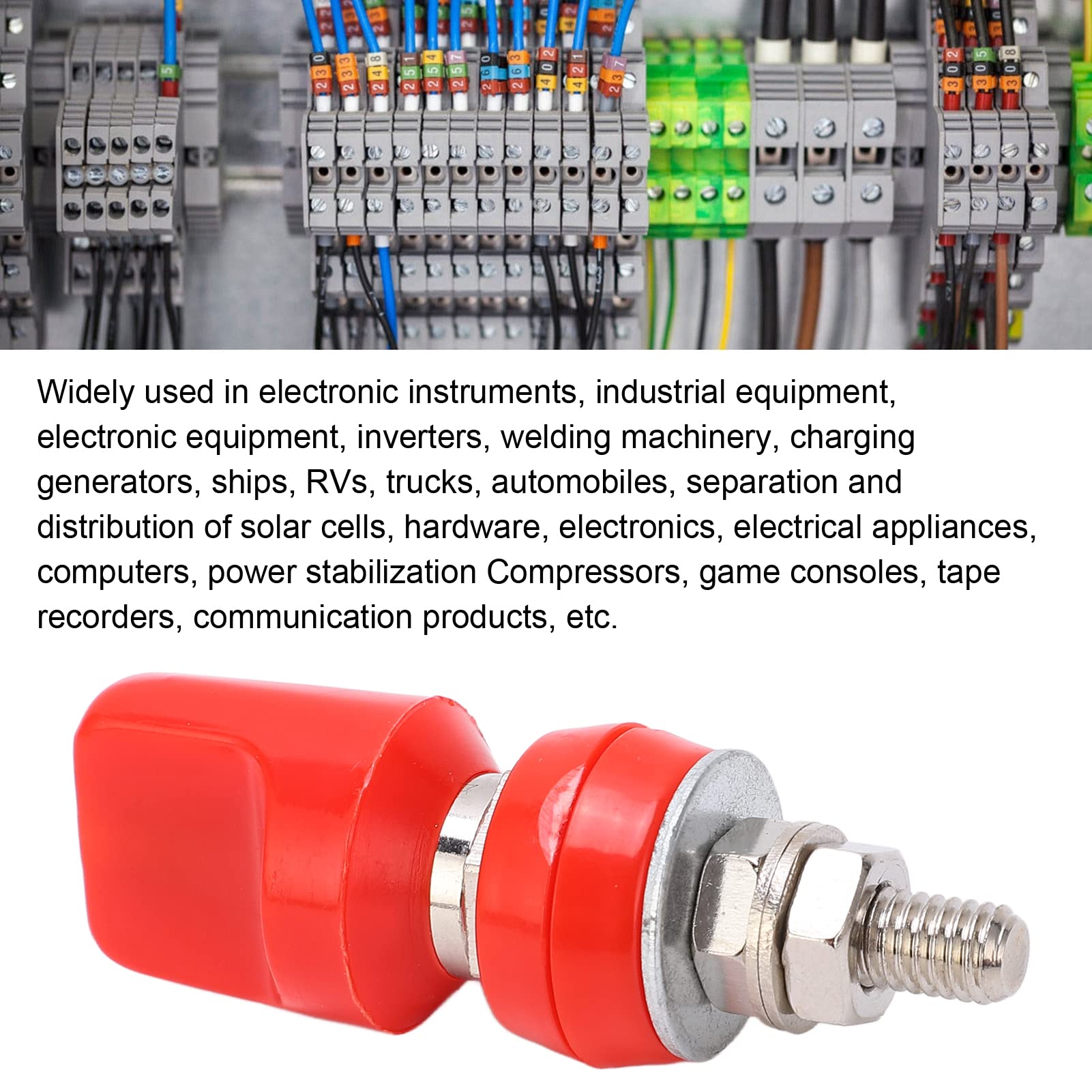 J.50019 (1) Terminale di corrente M6 60A Terminali di collegamento in ottone placcato Connettore con spina a banana da 4 mm (rosso) - 4