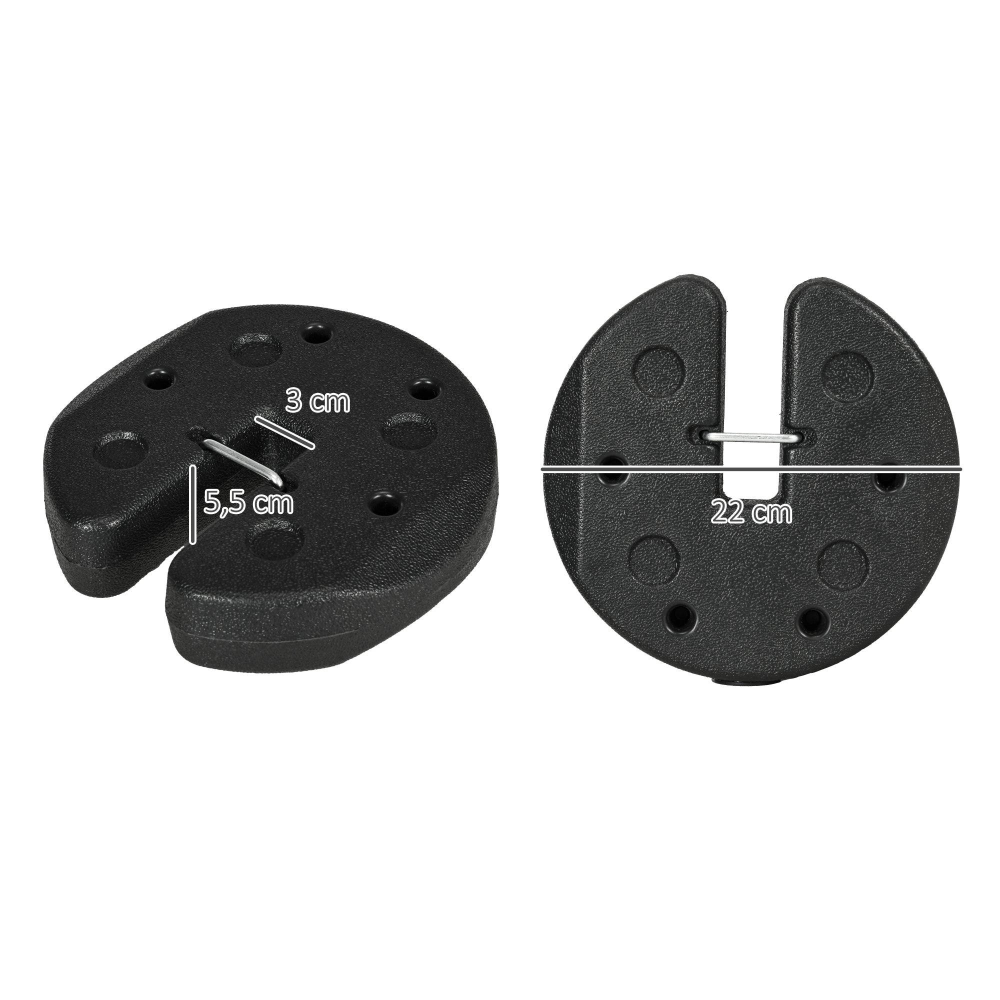Pesos para Carpas Outsunny HDPE Negro 22x22x5.5 cm - 3