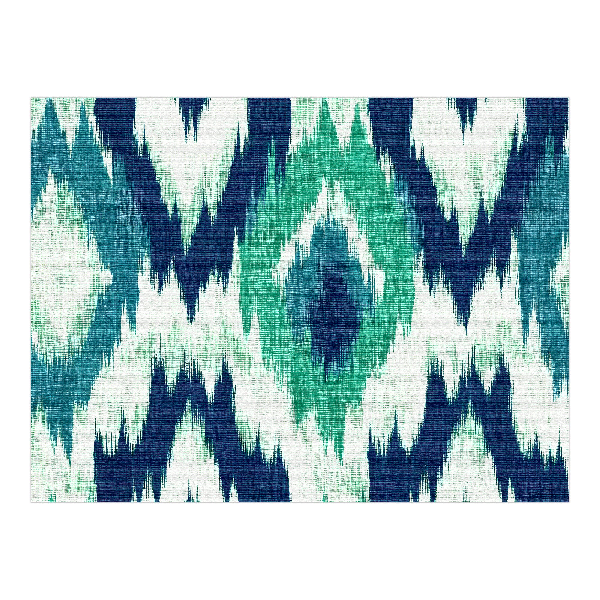 Tapis PVC Intérieur/Extérieur Ikat Aigue-marine 160x240 cm - Vinyle imprimé antidérapant, lavable et résistant pour terrasse et maison - 6