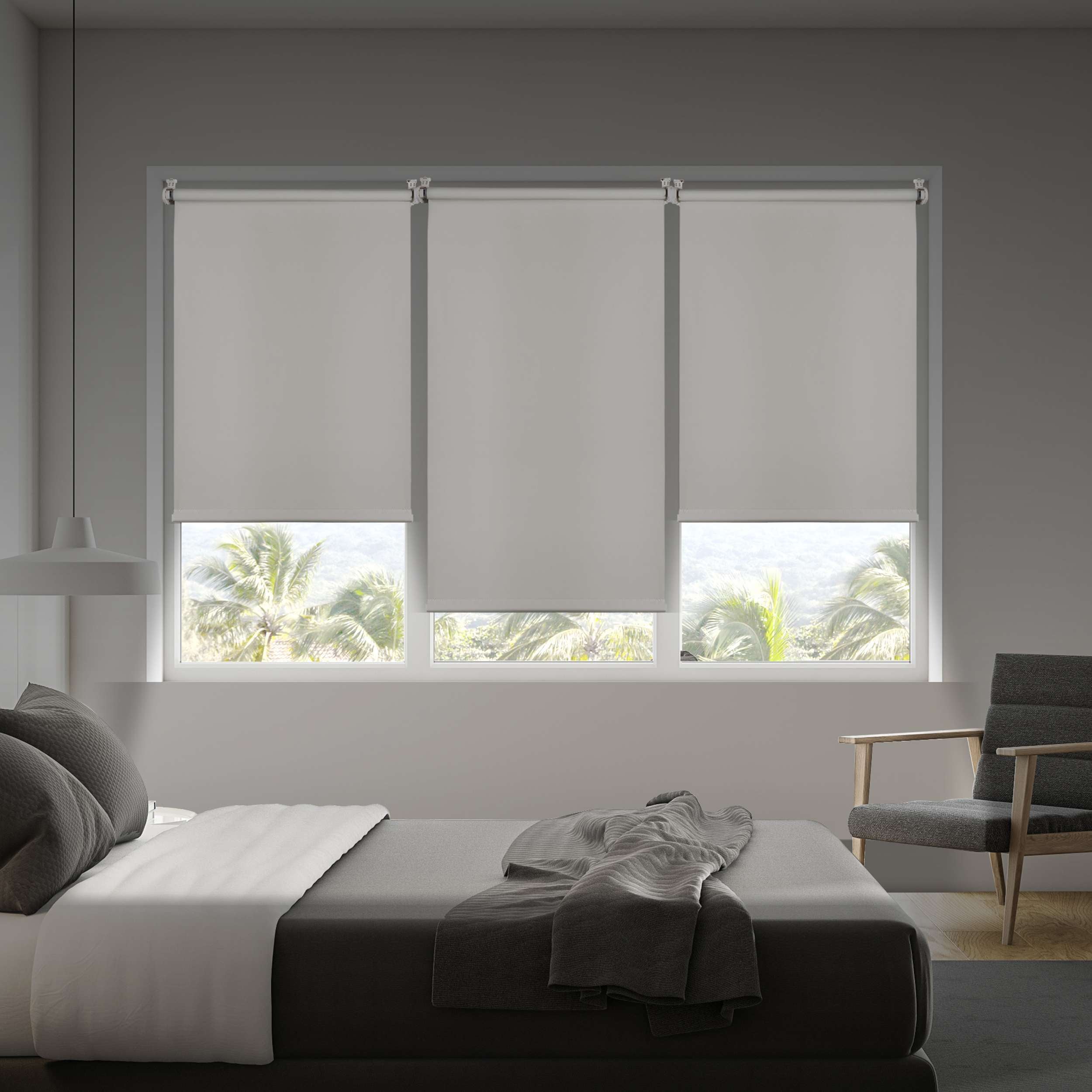 EasyFix Opaque Roller Blind, Persiana de rolo para instalação sem furos Ecru, 75 x 180 cm - 2