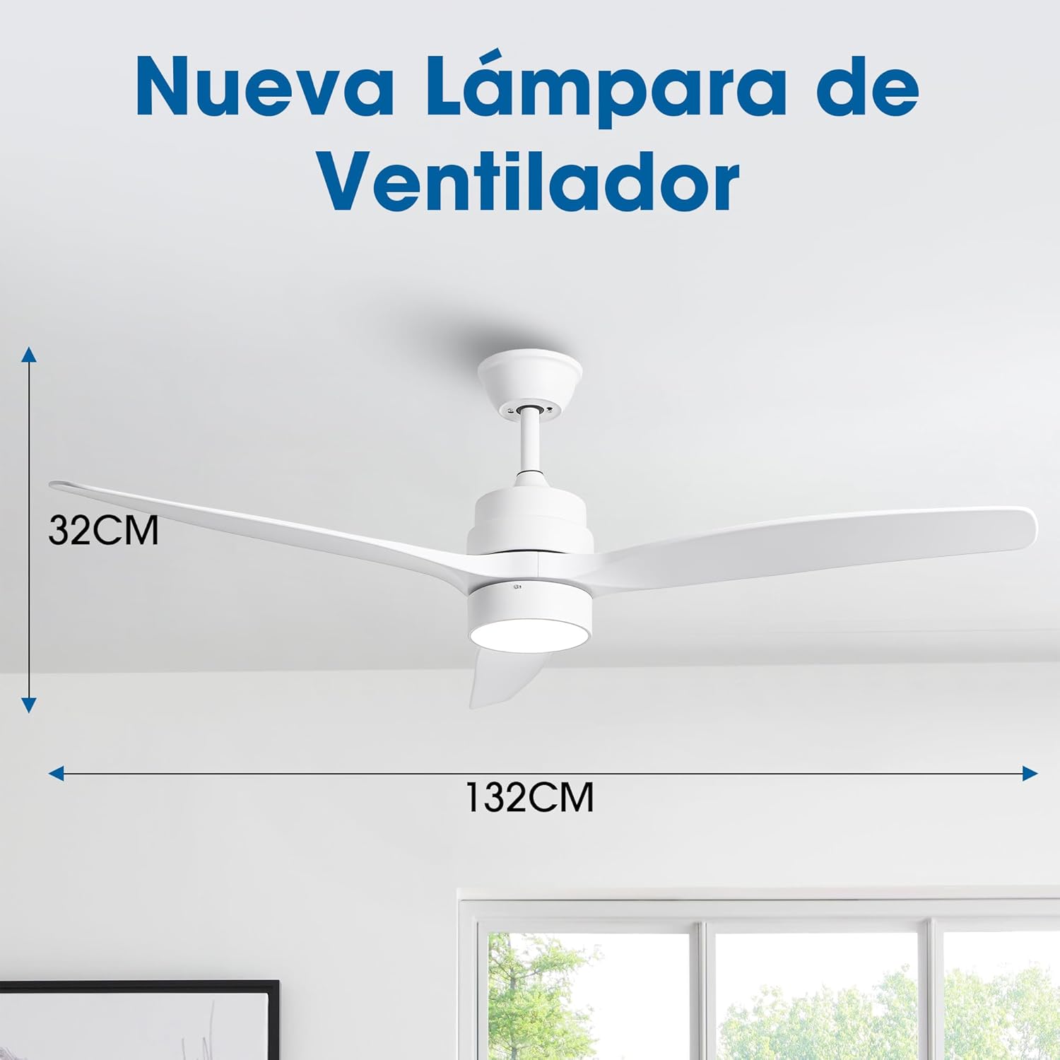 Parrot Uncle Ventilador de Techo con Mando a Distancia, 24 W, 6 Velocidades, 3 Aspas 132 de Diámetro, Función Verano-Invierno, LED, Blanco - 7