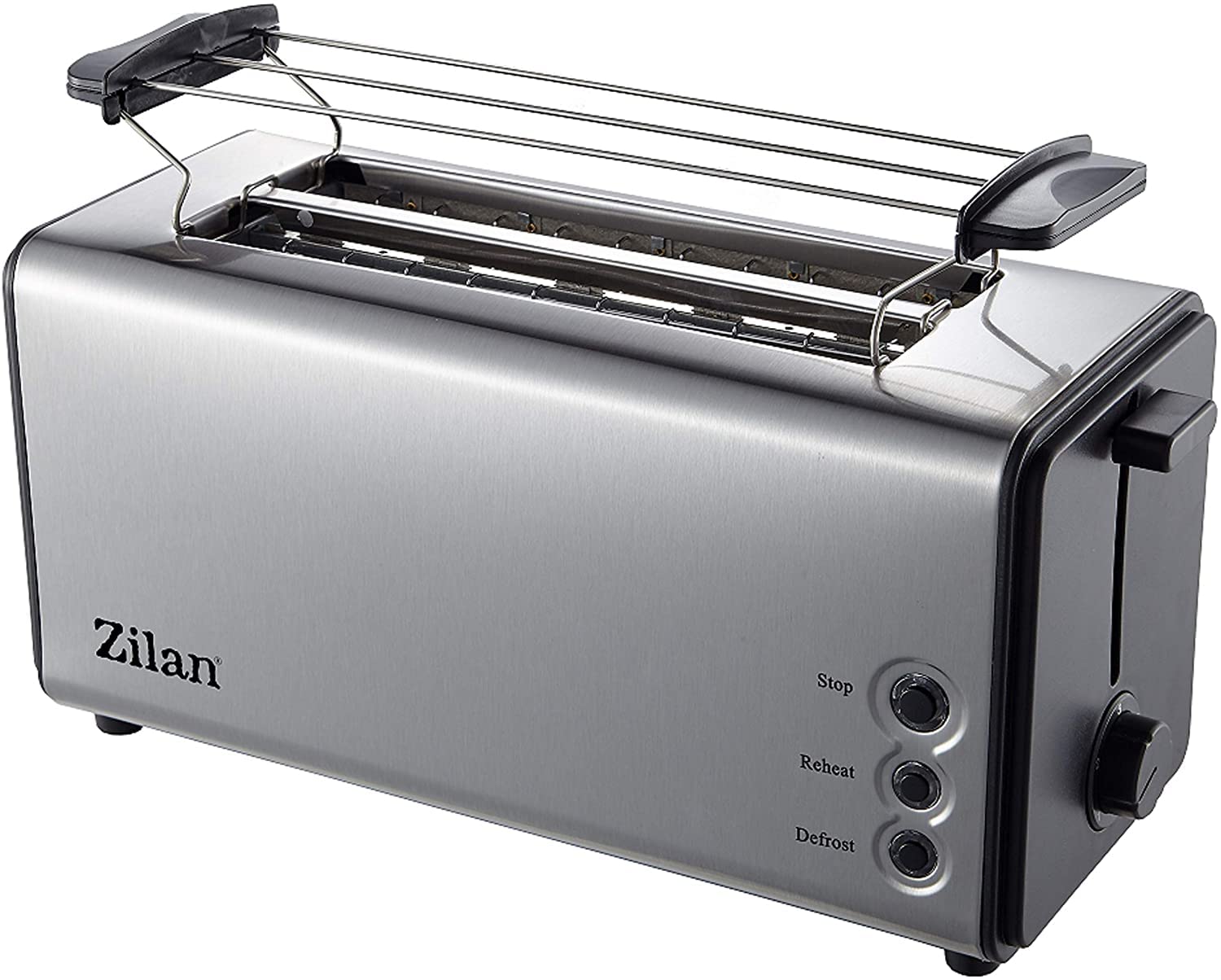 Tostapane Alpina 1000W, 7 Livelli Di Doratura, Funzione Scongelamento, Acciaio Inox Argento, Vassoio Raccoglibriciole