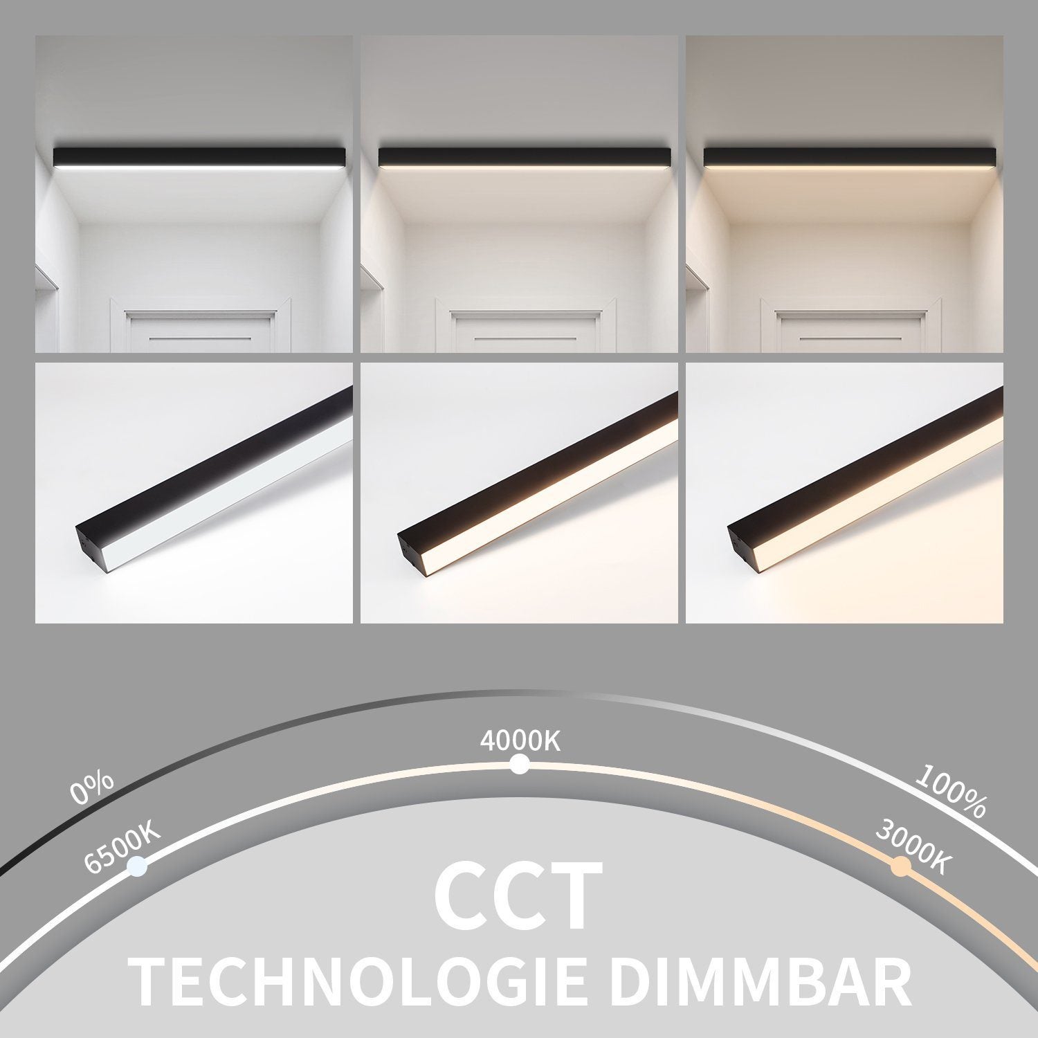 NETTLIFE Lampa sufitowa LED - 25 W Czarna lampa 80 cm Długi Panel ściemnialny z pilotem Nowoczesna do sypialni - 8