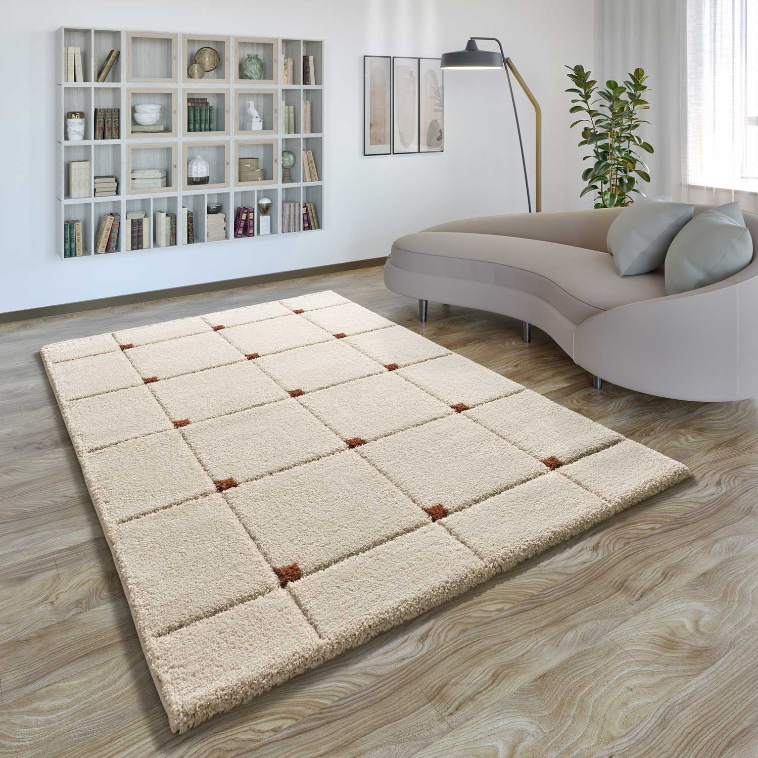 Prostokątny dywan do wnętrz 80 x 150 cm BRENDA shaggy geometryczny - ATTICGO