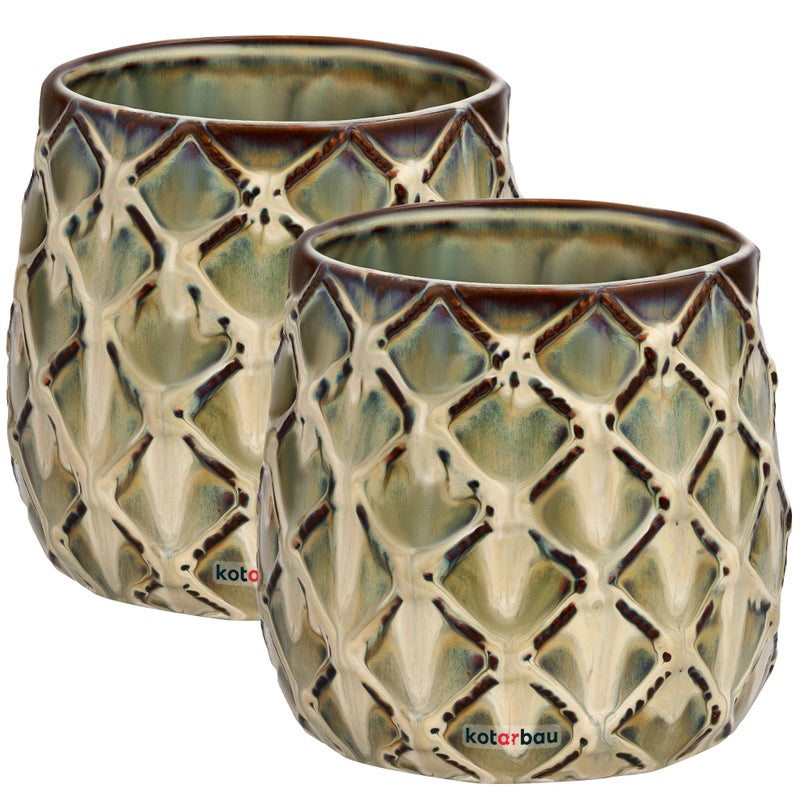 2x doniczka ananas donica osłonka ceramiczna fi 145 ceramika ozdoba kwiaty - KOTARBAU
