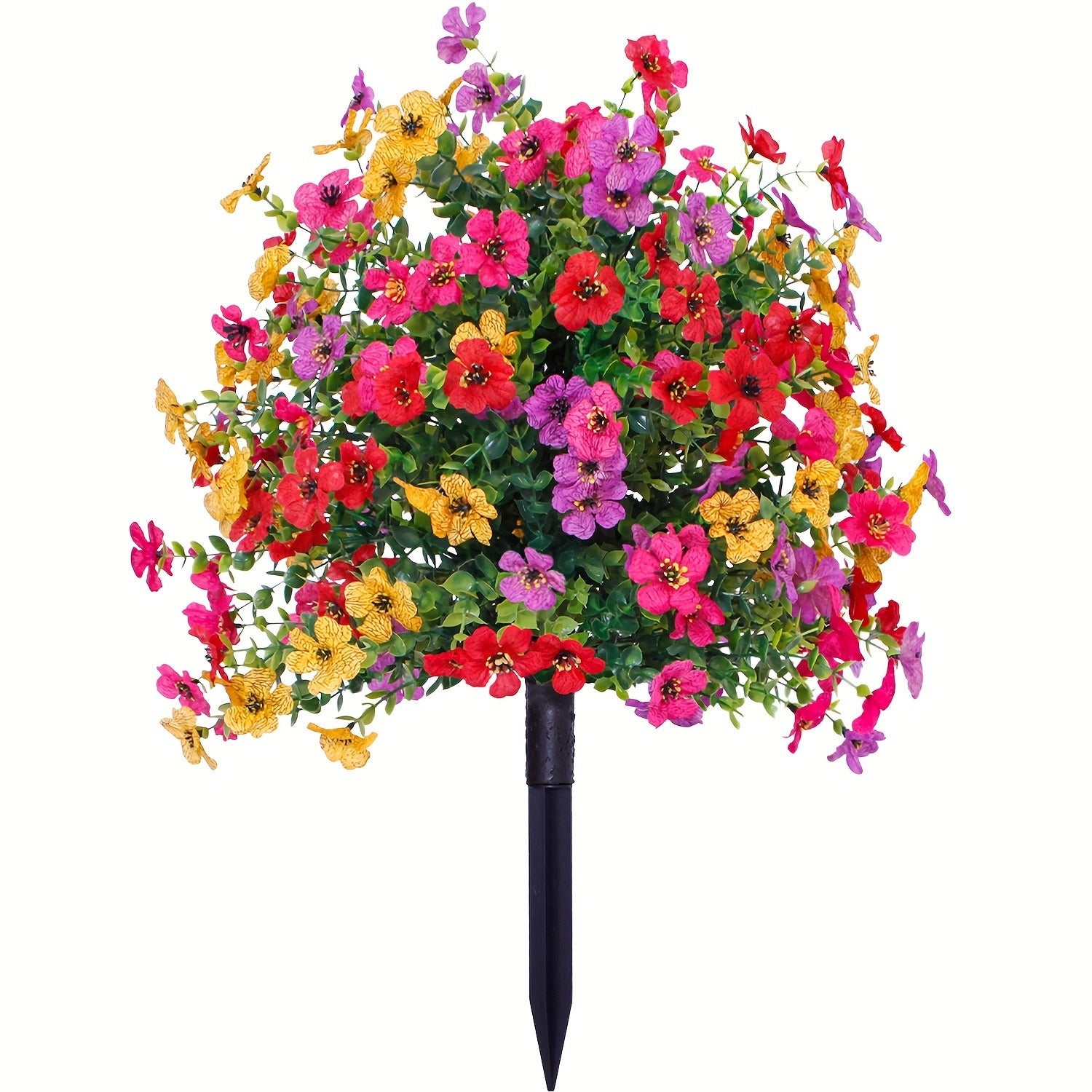 Fiori Artificiali Per Esterni Viola Con Eucalipto, Mazzi Di Seta Resistenti UV, Decorazioni Primaverili Per Patio E Giardino - 2