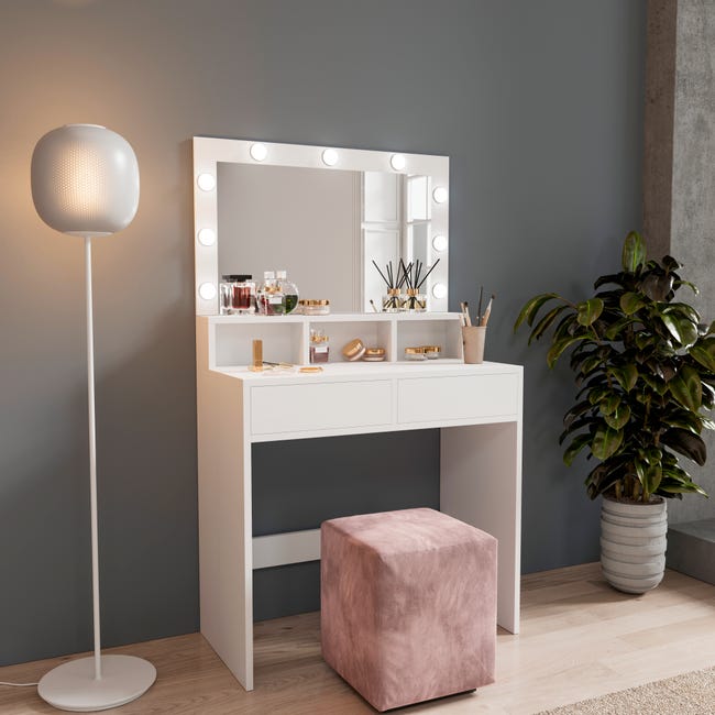 WOLTU Toeletta da Trucco con Specchio e Luci LED, Luminosità Regolabile WOLTU Toeletta da Trucco con Specchio e Luci LED, Luminosità Regolabile