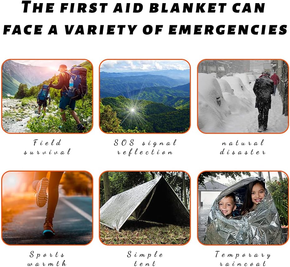 4pcs couverture thermique d'urgence imperméable, couverture de sauvetage de survie en plein air, randonnée et camping en plein air, 160x210cm - 5