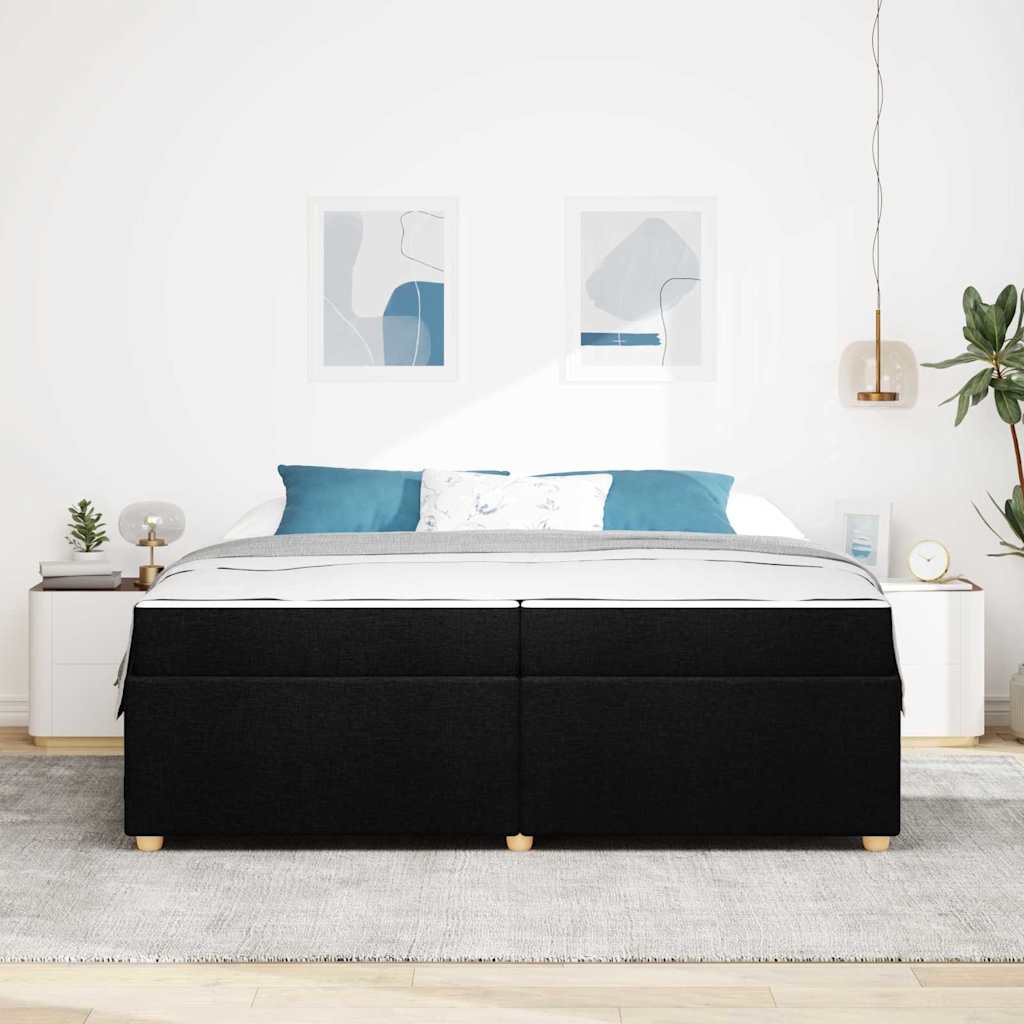 Cadre de lit avec matelas noir 200 x 200 cm en tissu - 3
