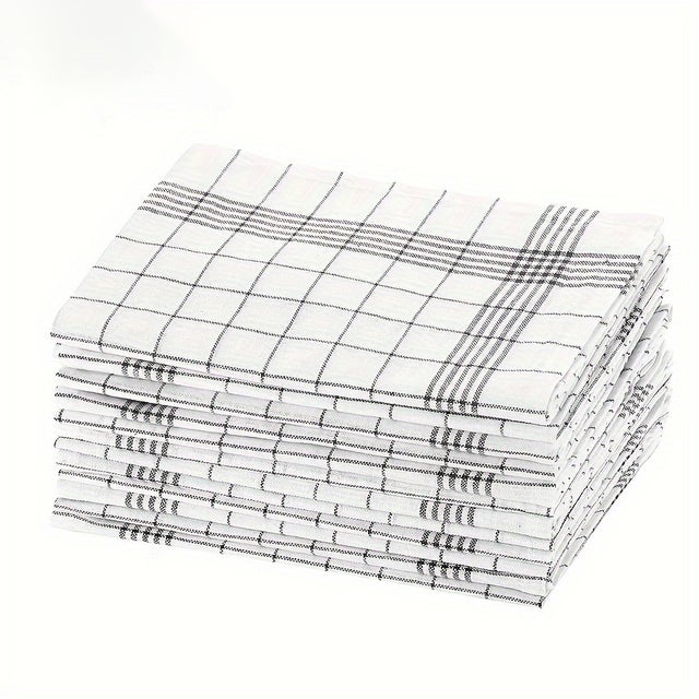 Lot de 6 torchons de cuisine, torchons à vaisselle en coton à carreaux noirs, tapis, torchons de cuisson, serviettes de bain, 45*62CM