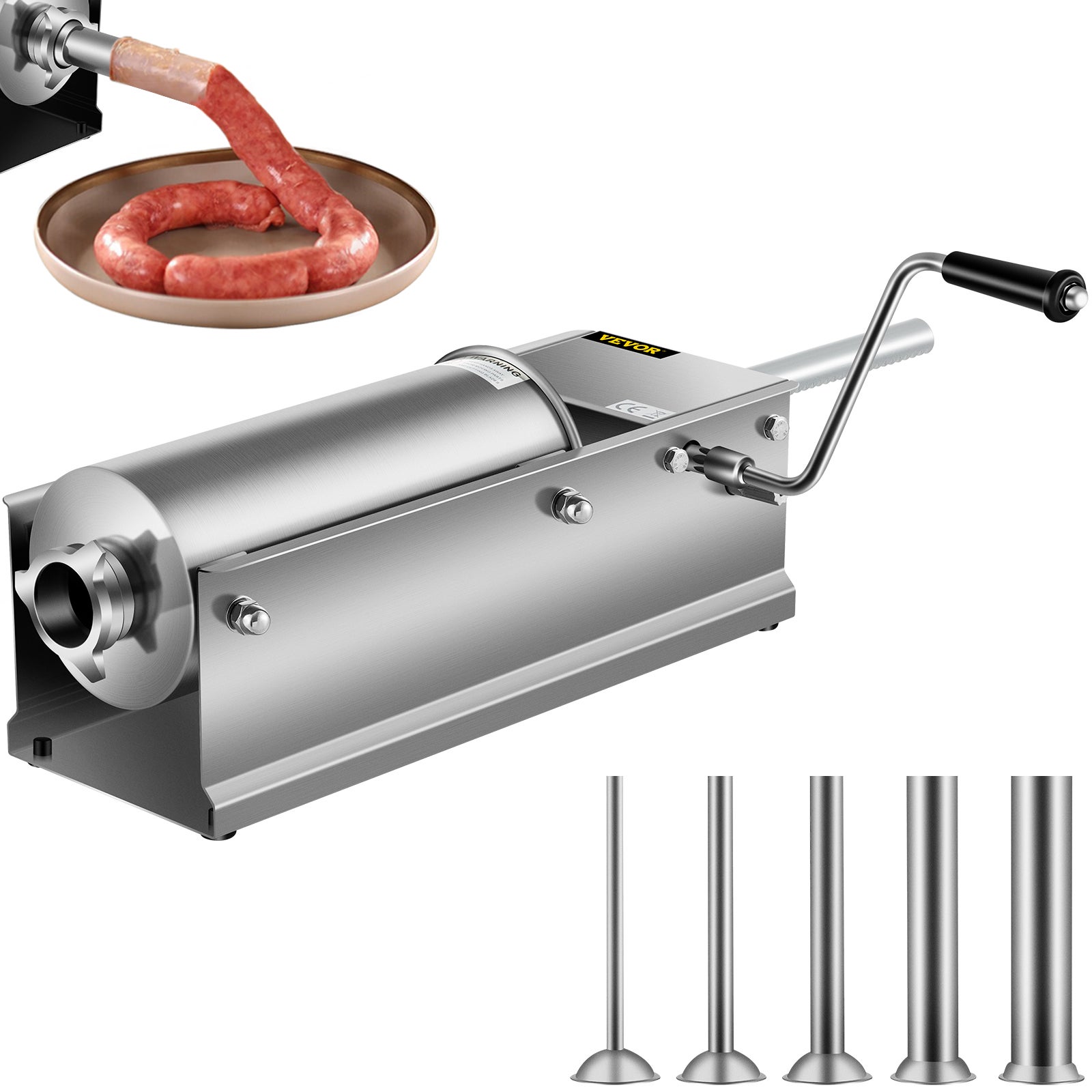 5L Profesjonalny ręczny pakowacz do kiełbas Ręczny pakowacz do kiełbasy, rozmiar dyszy 16mm / 22mm / 32mm / 38mm Poziome napełnianie kiełbasy Ba VEVOR