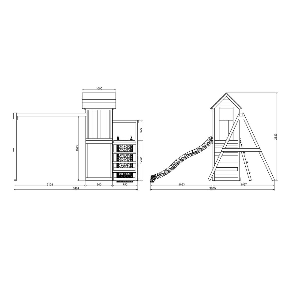 Cabane surélevée en bois pour enfants Maxplay 5 avec toboggan vert, double balançoire et mur d’escalade - 9
