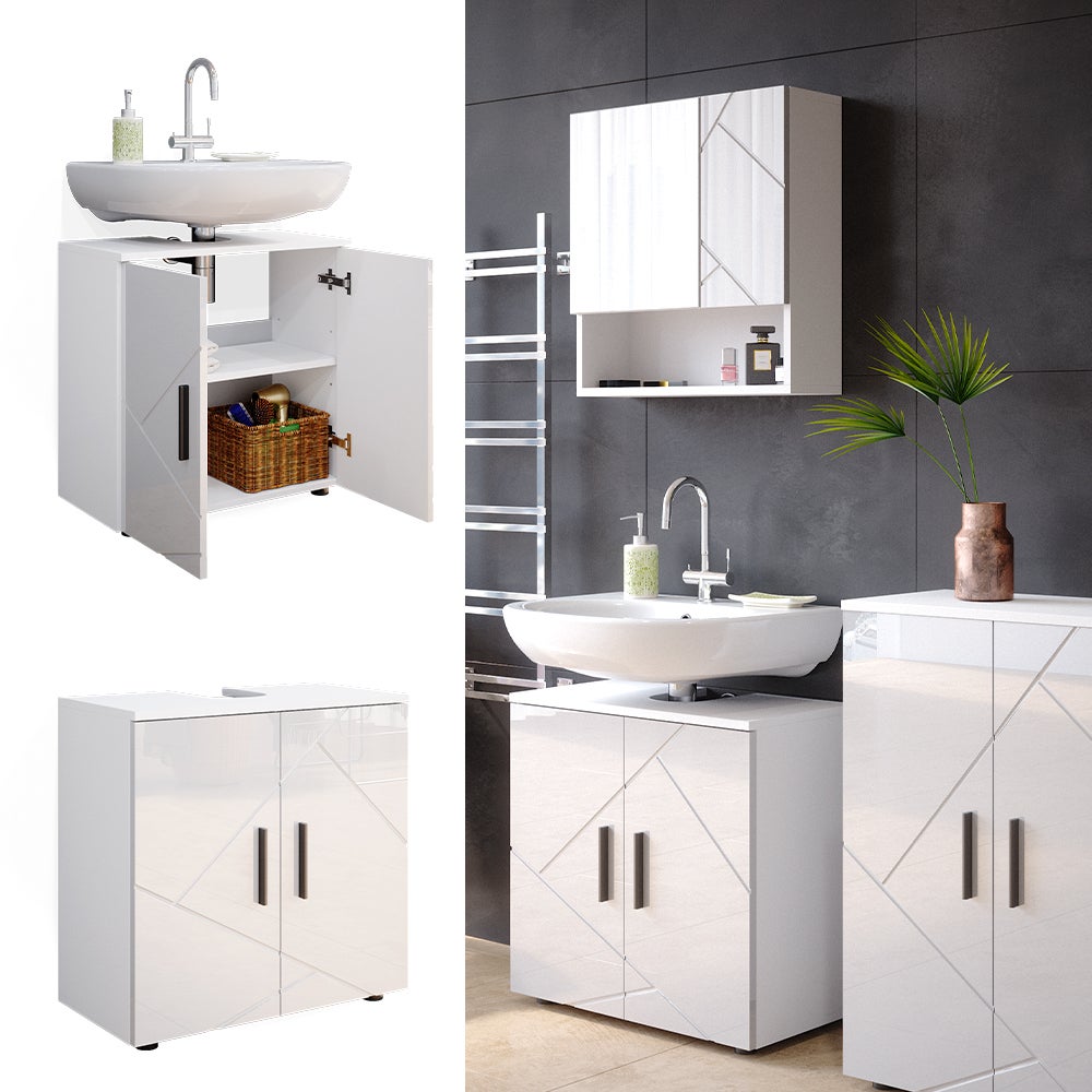 Vicco Mobile sottolavabo per bagno Irma, Bianco lucido, 60 x 59 cm - 2