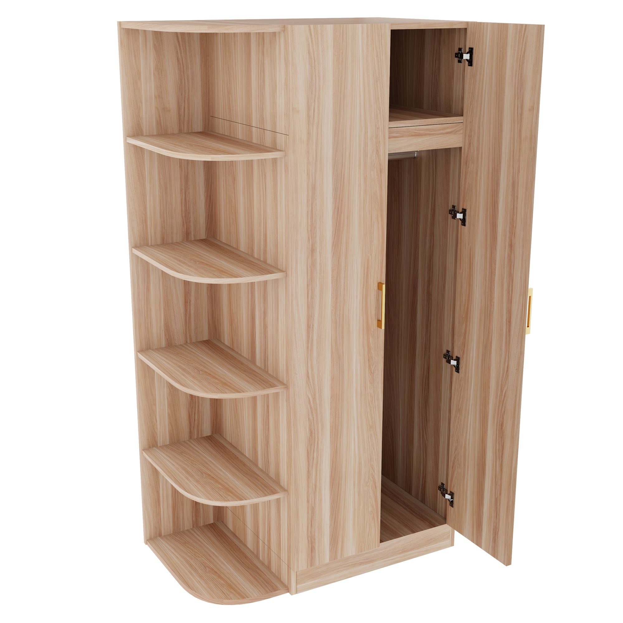 Armoire 90x55x175 cm, double porte, étagères à plusieurs niveaux ...