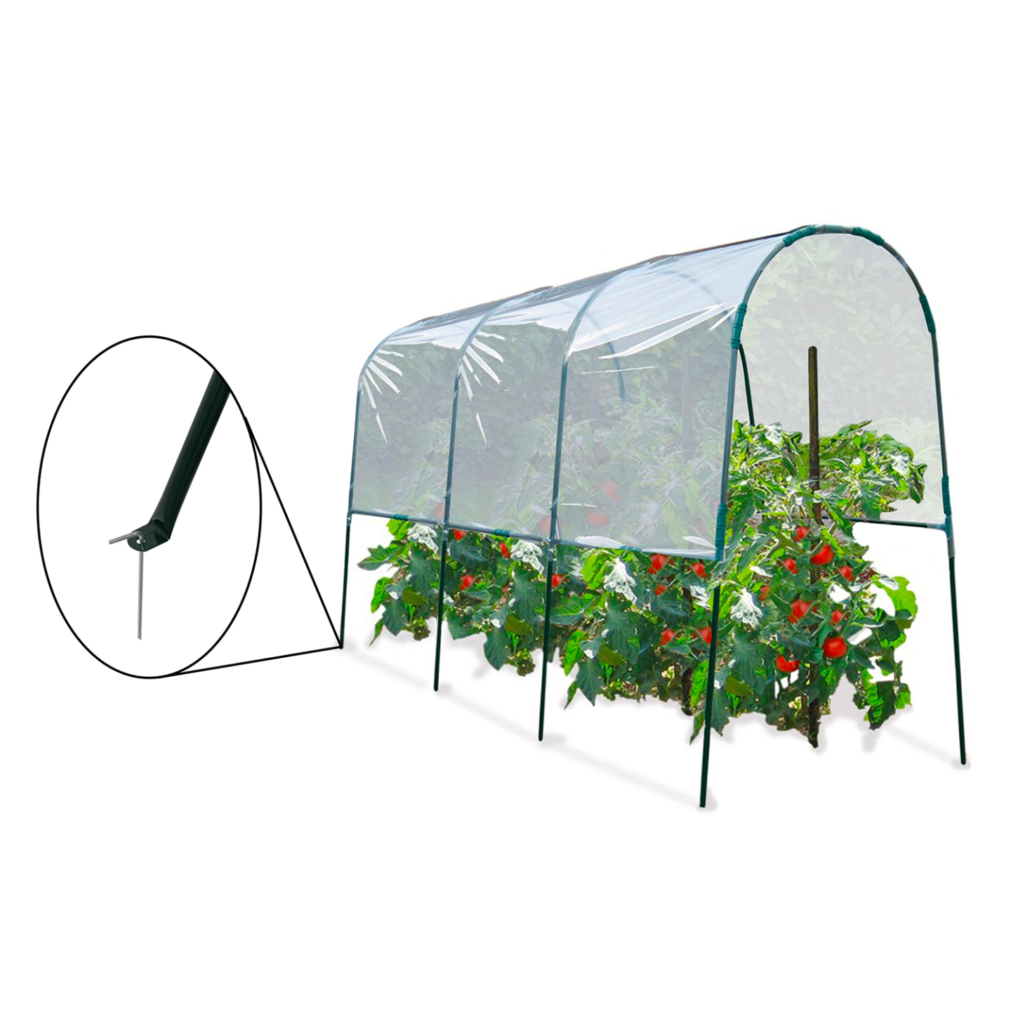 Serre à tomates de jardin 400 x 120 x 170 cm avec bâche transparente + arceaux en acier - 4