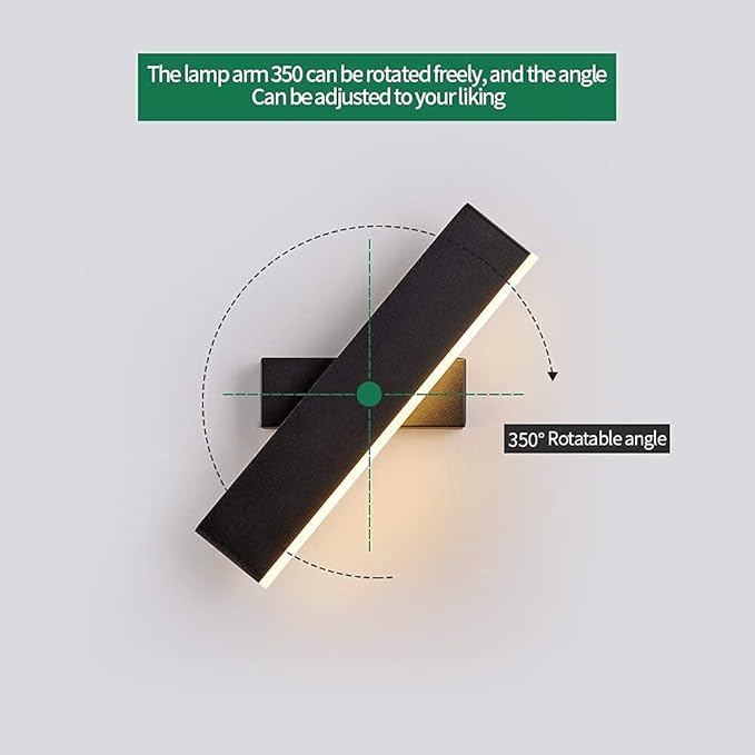 GOECO Applique Murale LED moderne, Lampe Murale angle réglable 8W, Luminaire Murale rectangulaire 30CM, pour Chambre Salon Escalier Couloir, nch - 4