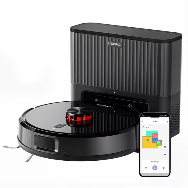 VONKO S6 PRO Robot Odkurzająco-Mopujący ze Stacją, 8000 Pa, Automatyczne Opróżnianie, Nawigacja LiDAR, Czas Pracy 180 Min, Aplikacja