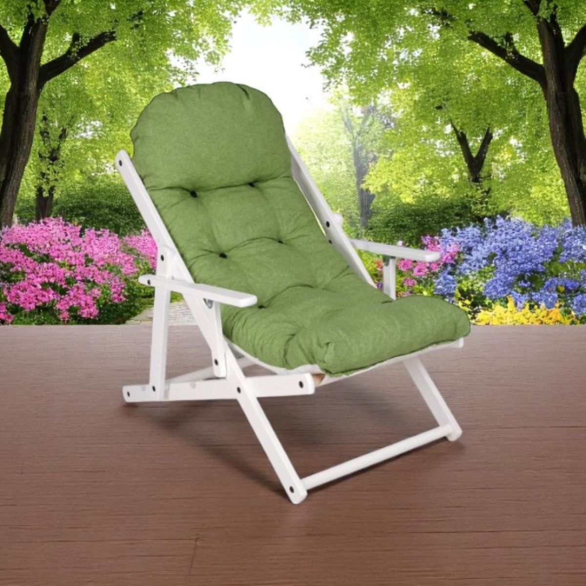 Poltrona Sdraio Legno Richiudibile Con Cuscino - 3 Posizioni, Grigio Scuro, Made In Italy - Foto 9