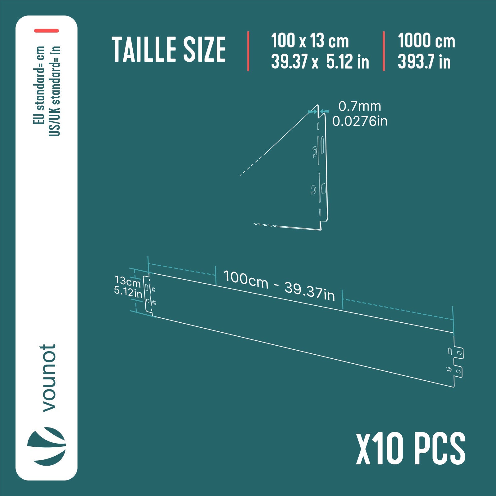 Lot de 10 Bordure de jardin en métal galvanisé flexible 100x13cm - clôture gazon antirouille 10m - VOUNOT® - 3