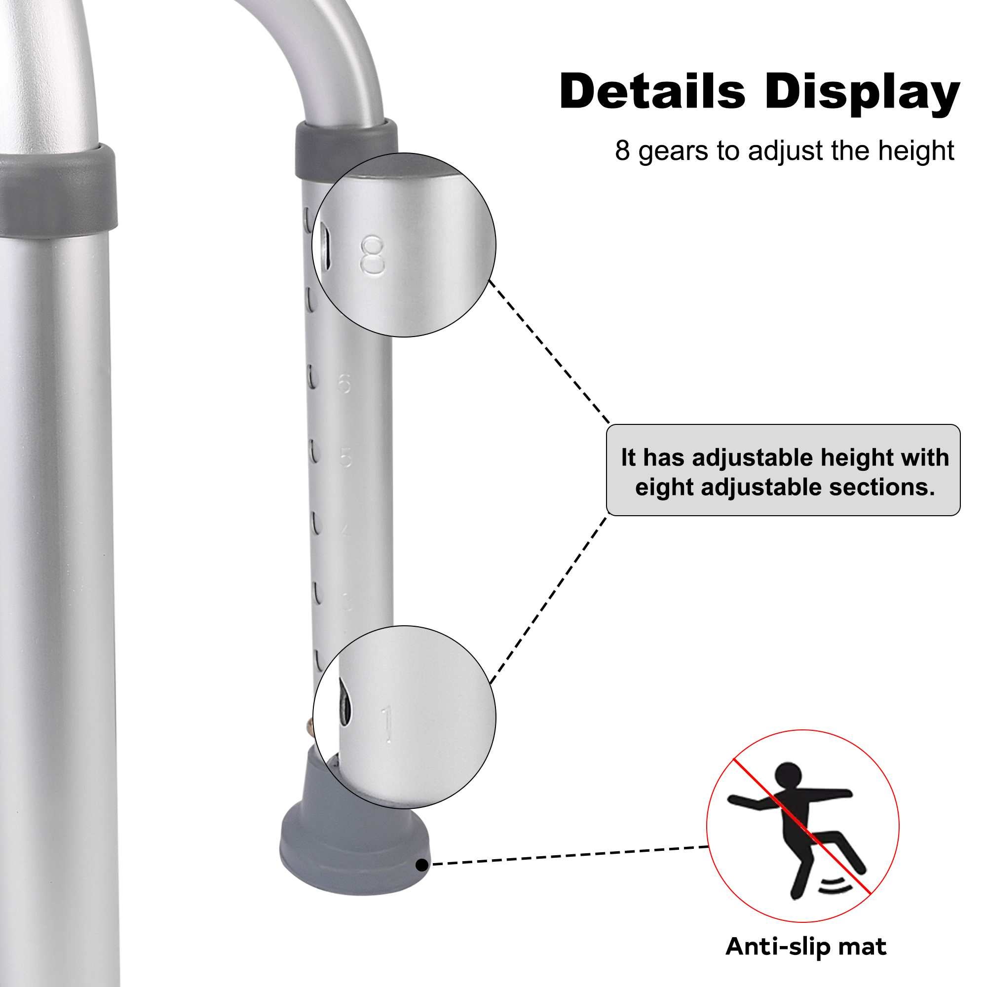 Tabouret de Douche Ajustable avec 8 Niveaux, Antidérapant et Capacité de Charge de 136kg, Structure en Alliage d'Aluminium - 4