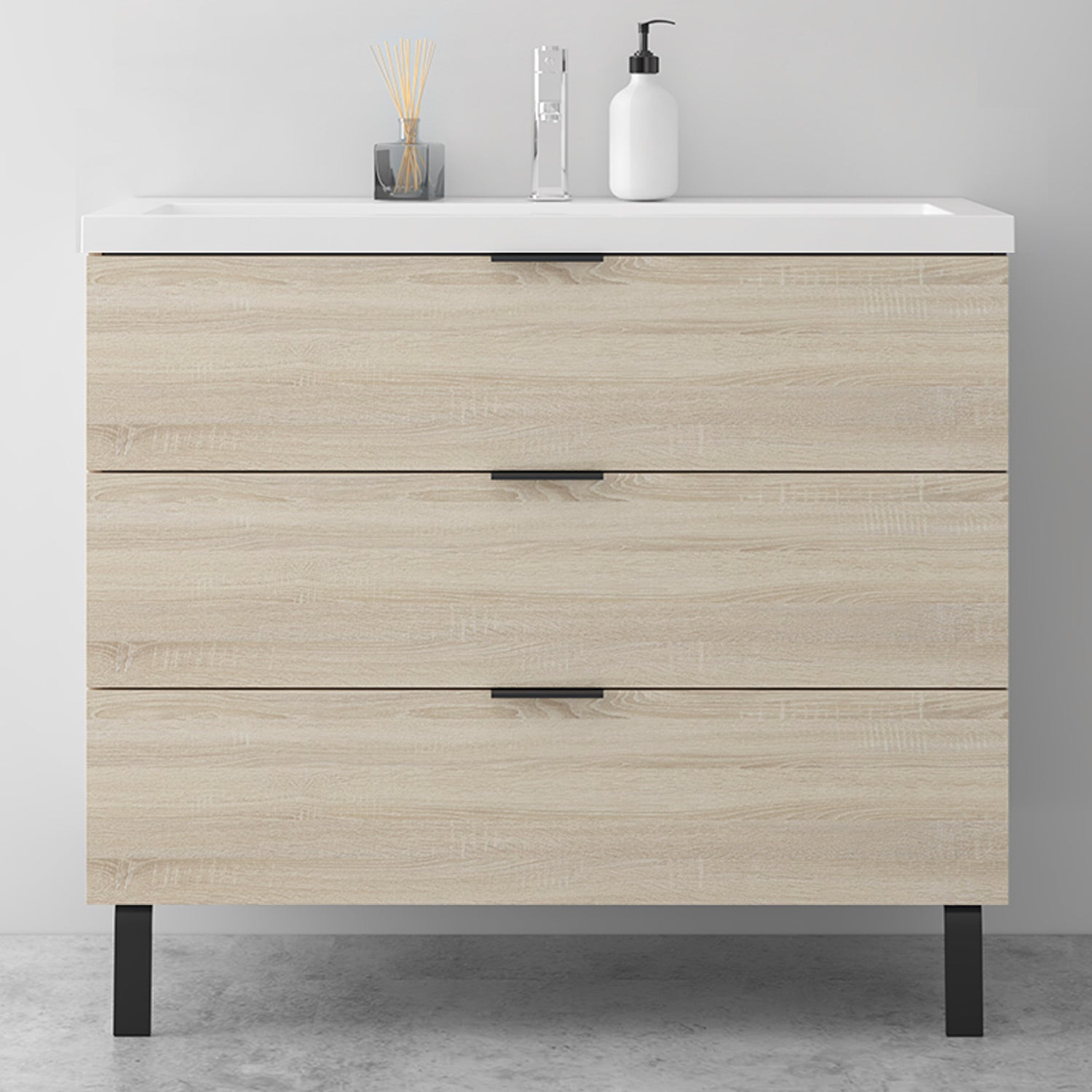 AICA Ensemble Meuble Salle De Bain 100cm Avec Colonne + Miroir 3 Couleurs Anthracite 89868666