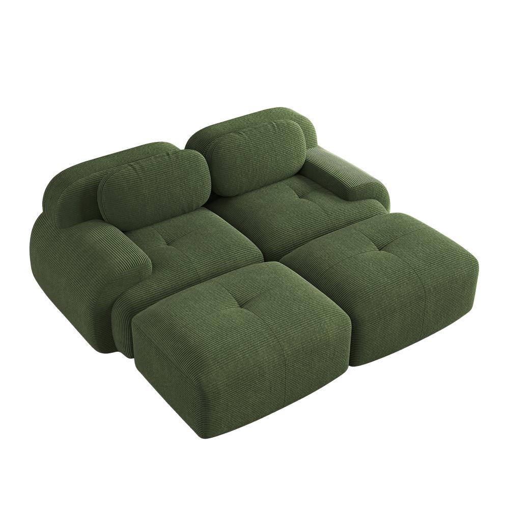 Canapé 2 places en Corduroy modulable avec Chaiselongue, Accoudoirs ergonomiques et Rembourrage élastique pour Salon et Chambre - 5