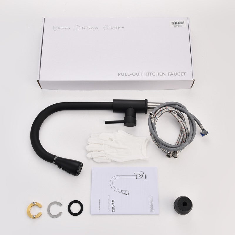 Torneira de Cozinha com Duchinha Extraível Misturador de Cozinha Preto em Aço Inoxidável Torneira de Pia de Cozinha Rotativa a 360° com 3 Modos - 9