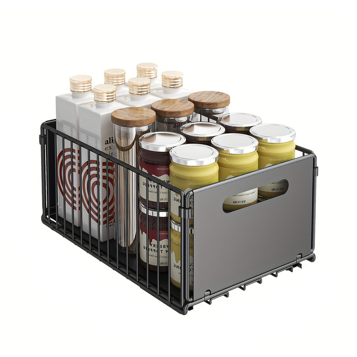 2Pcs Panier de rangement coulissant pour armoire, étagère à tiroir, Placard de Cuisine Organiseur - 37.5x24.5x19cm - 6